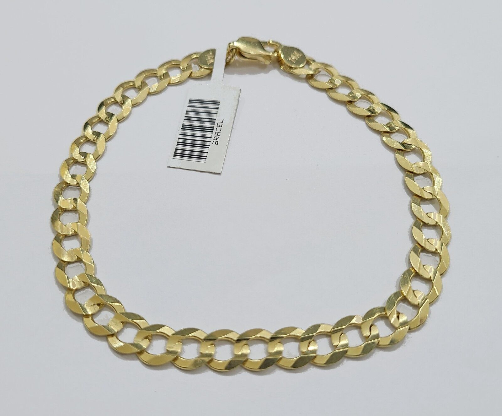 Real 14k Yellow Gold 7mm Cuban Curb Link Bracelet 9''inch 14kt Unisex - GoldenlinQ