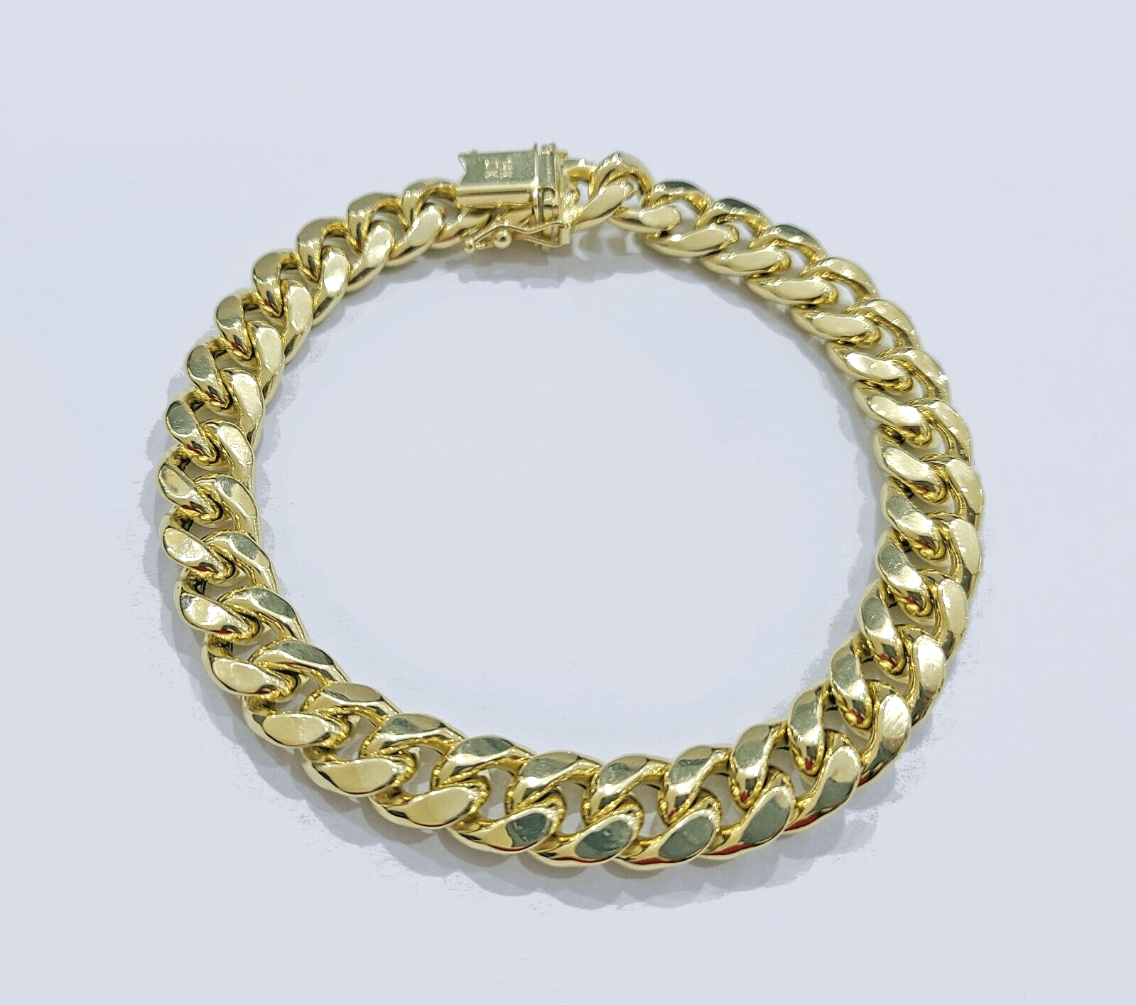 Real 14k Yellow Gold 9mm Miami Cuban Link Bracelet 8.5 ''inch 14kt Unisex - GoldenlinQ