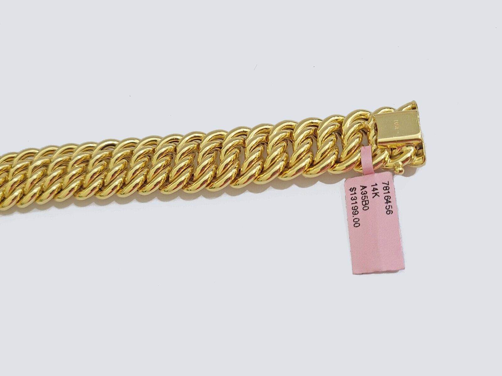 Real 14k Yellow Gold Bracelet 13mm 8 Inch Flat Byzantine Box Clasp Men Women - GoldenlinQ