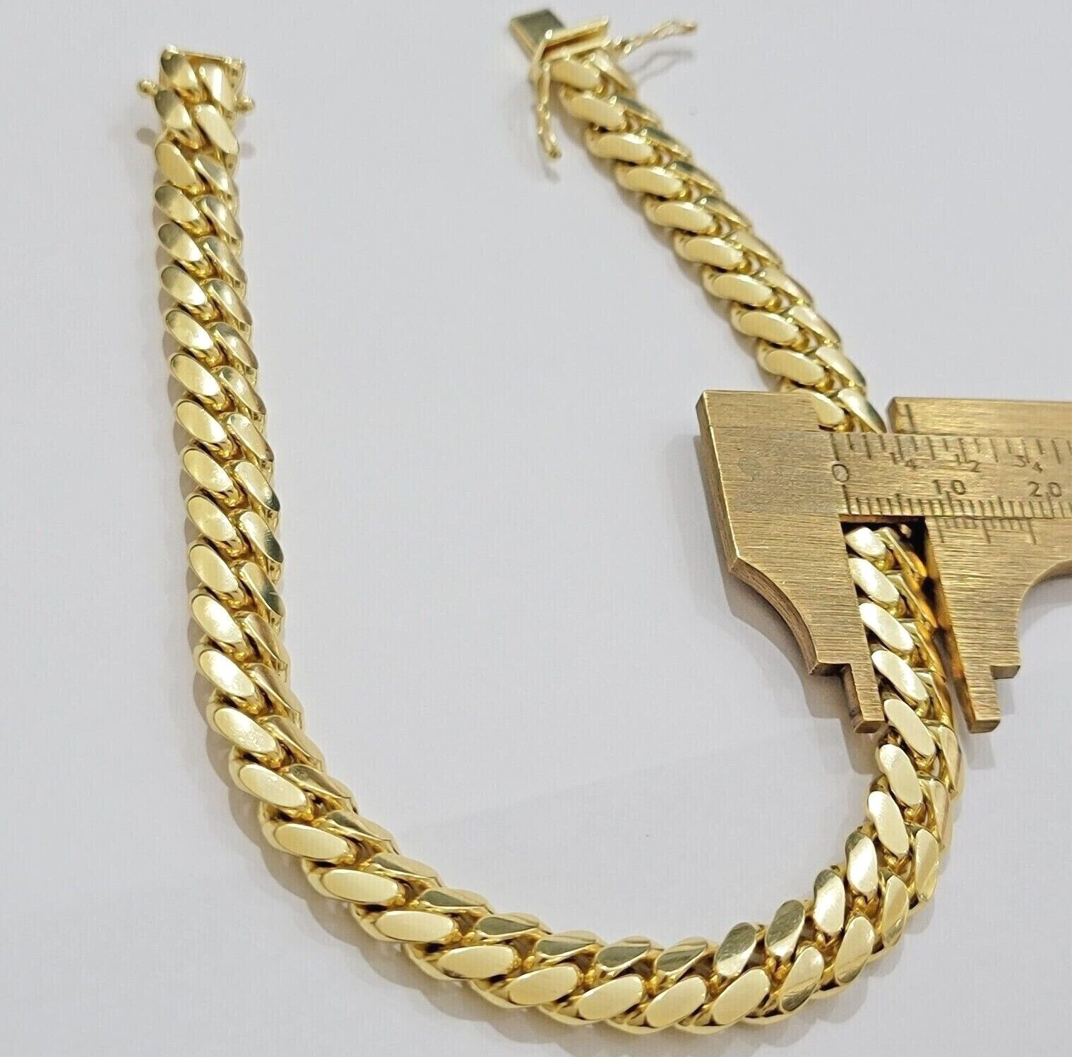 Real 14k Yellow Gold Bracelet 8mm Miami Cuban Link 7.5 - 9 Inch Mens 14kt SOLID - GoldenlinQ