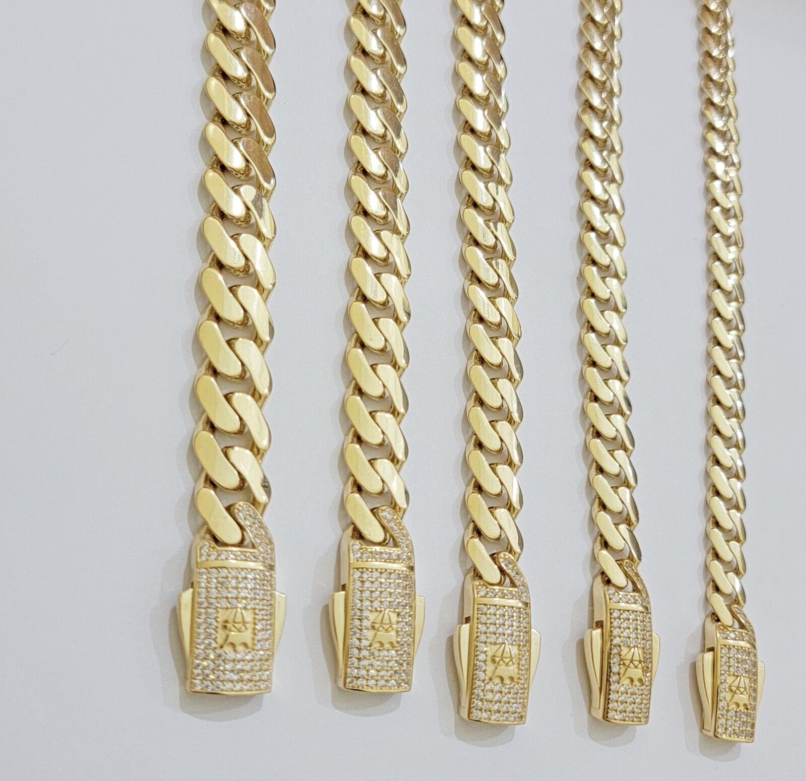 Real 14k Yellow Gold Bracelet Link Royal Monaco Cuban Link 7mm - 11mm 8 /8.5 Inch - GoldenlinQ