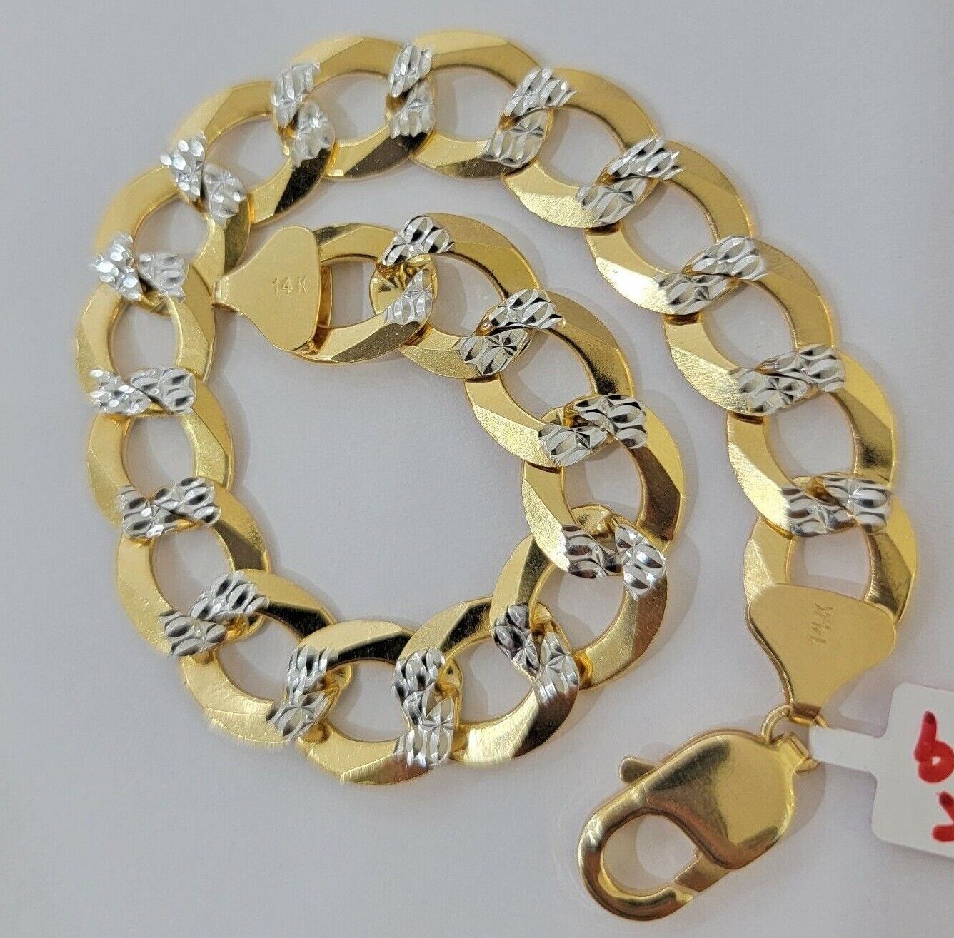 Real 14k Yellow Gold Bracelet Mens Diamond Cut Solid Cuban Curb Link 10mm 9 Inch - GoldenlinQ