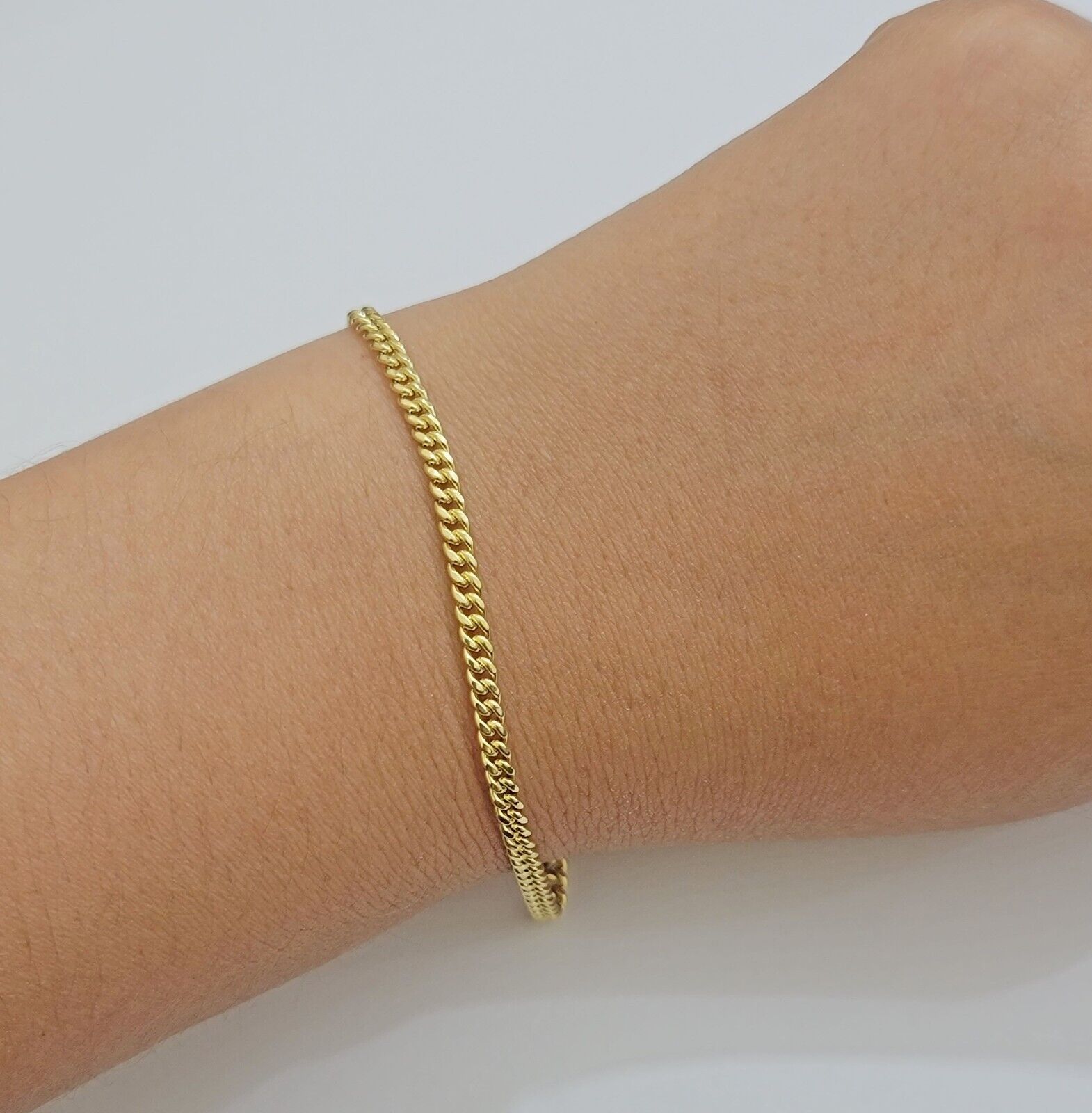 Real 14k Yellow Gold Bracelet Miami Cuban Link 8 Inch 3mm 14kt For Men Women - GoldenlinQ