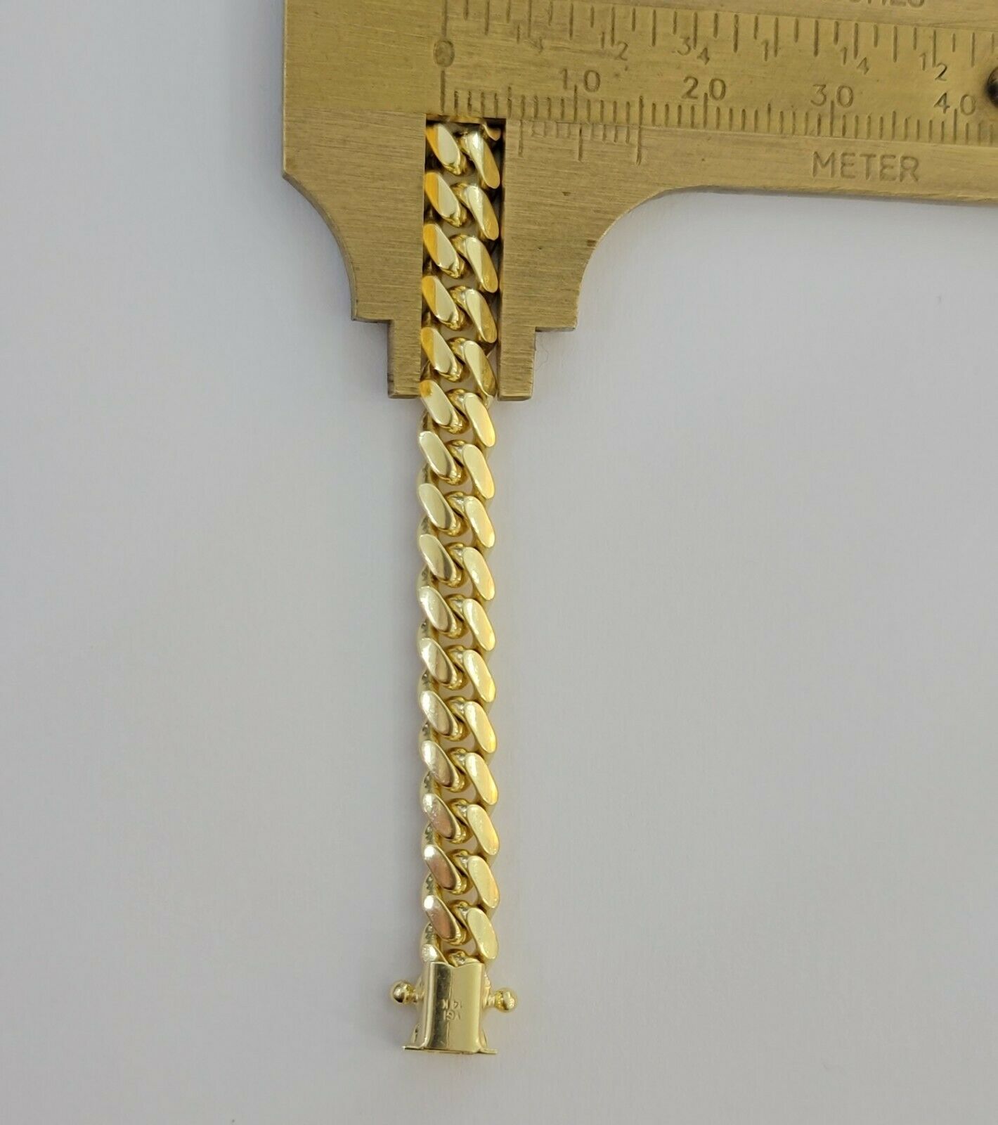 Real 14k yellow Gold bracelet SOLID Miami Cuban link 6mm 8.5" 14kt, Box Lock,men - GoldenlinQ