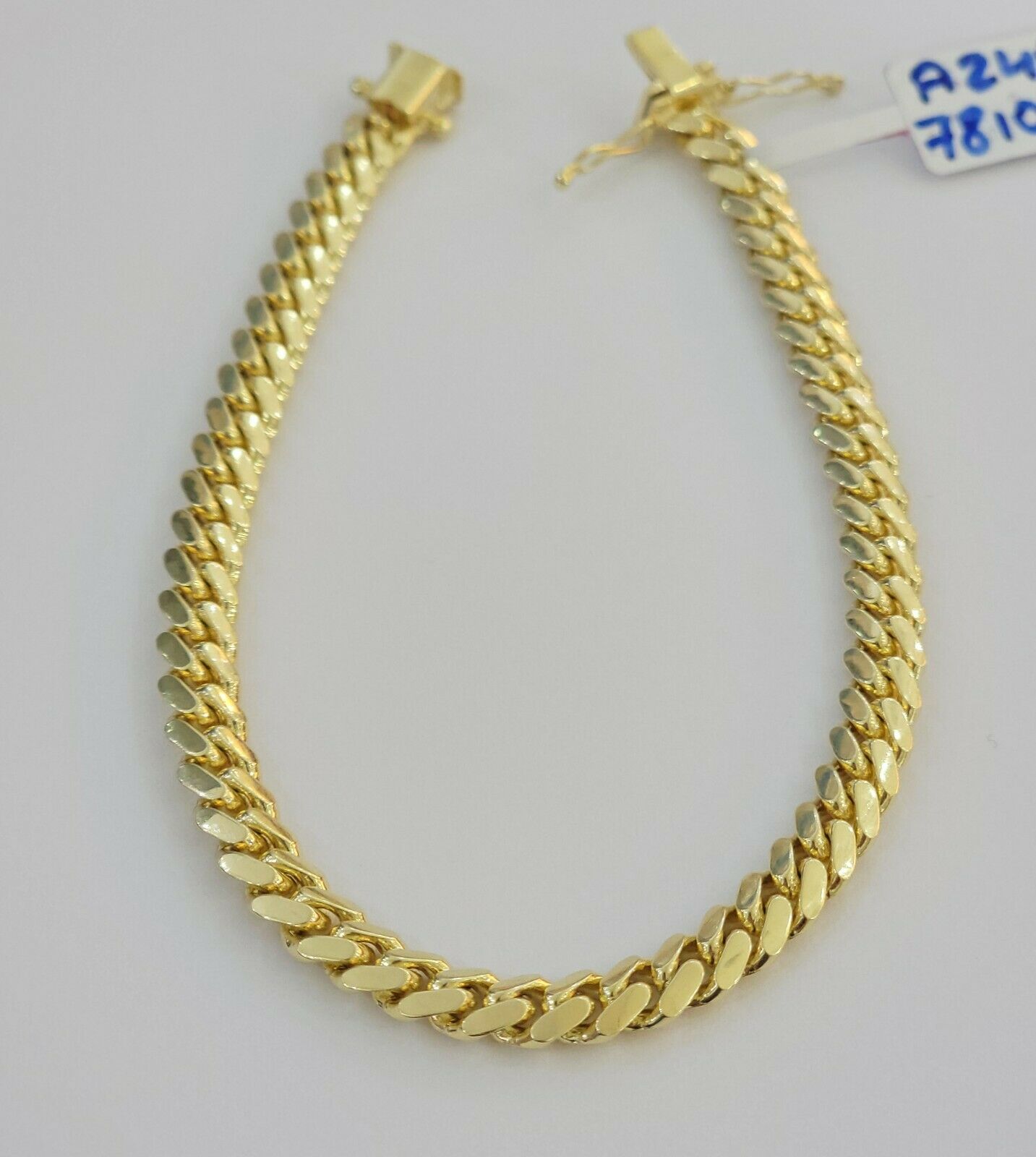 Real 14k yellow Gold bracelet SOLID Miami Cuban link 6mm 8.5" 14kt, Box Lock,men - GoldenlinQ