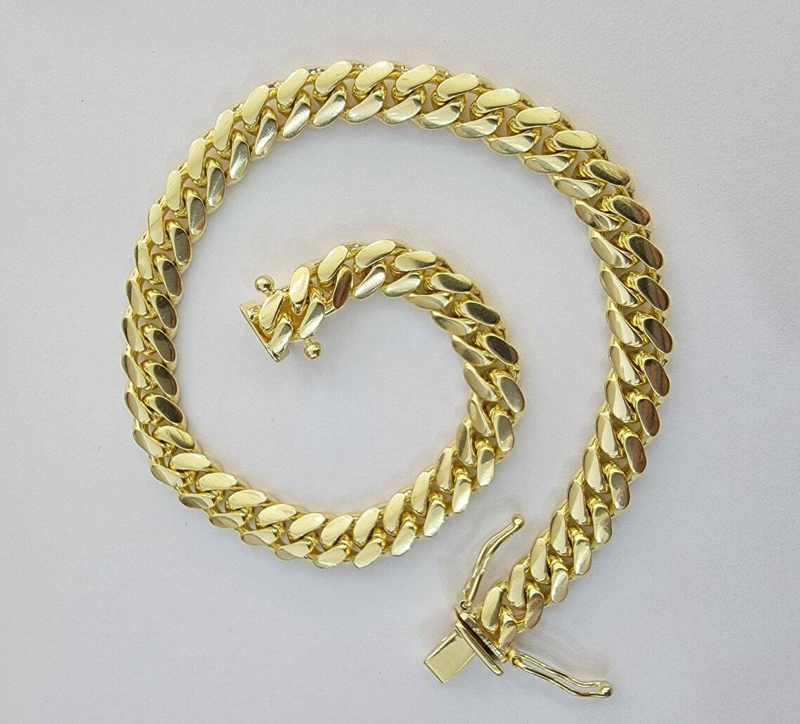 Real 14k Yellow Gold Bracelet Solid Miami Cuban Link With Box Lock 6mm 8" inch - GoldenlinQ