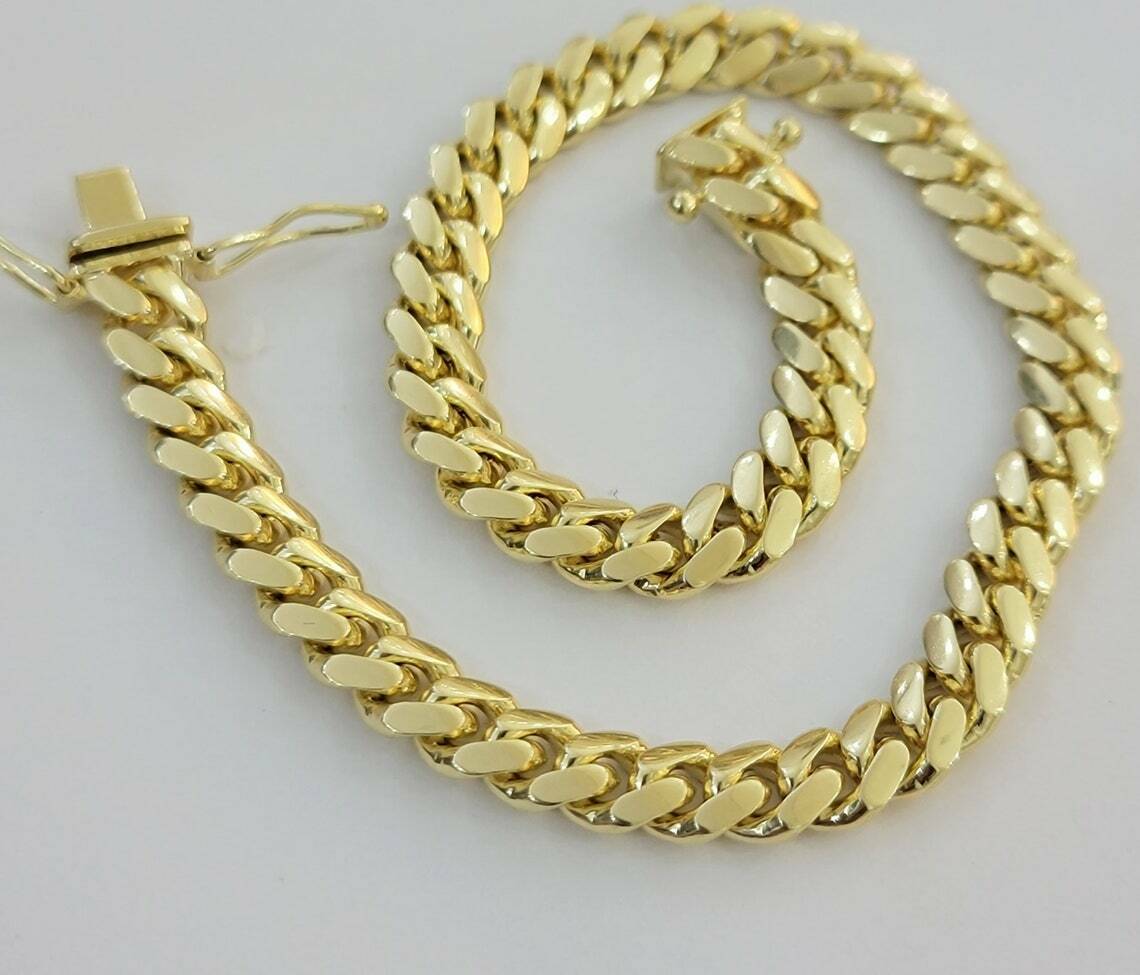 Real 14k Yellow Gold Bracelet Solid Miami Cuban Link With Box Lock 6mm 8" inch - GoldenlinQ