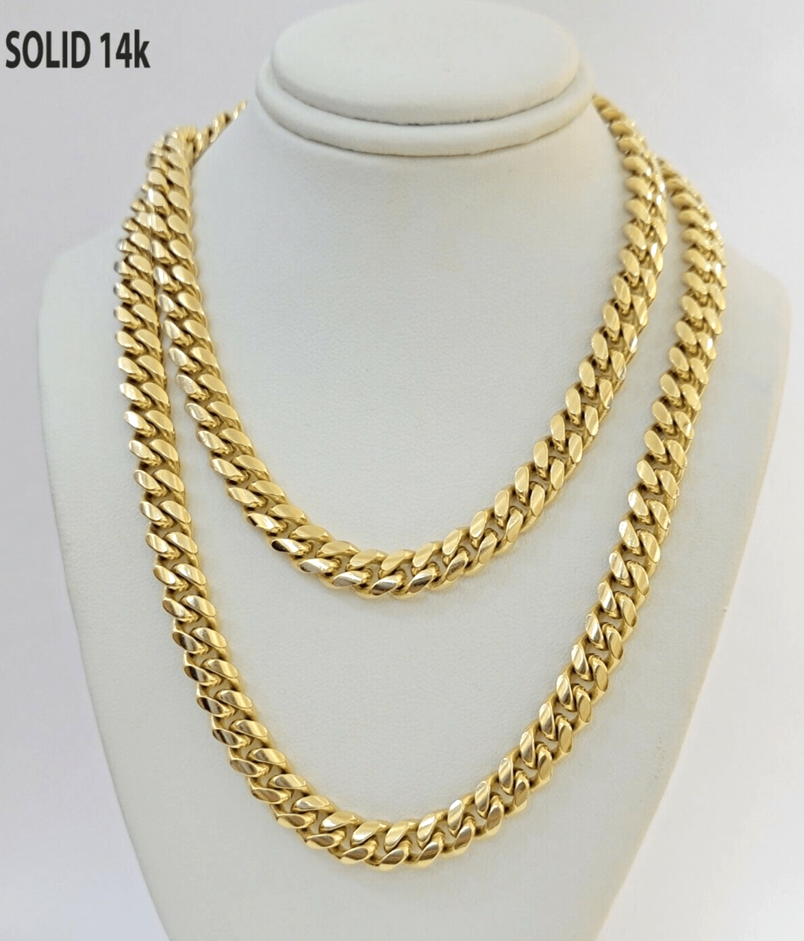 Real 14k Yellow Gold Chain 20 Inch Miami Cuban Link Necklace 7mm SOLID 14kt Mens - GoldenlinQ