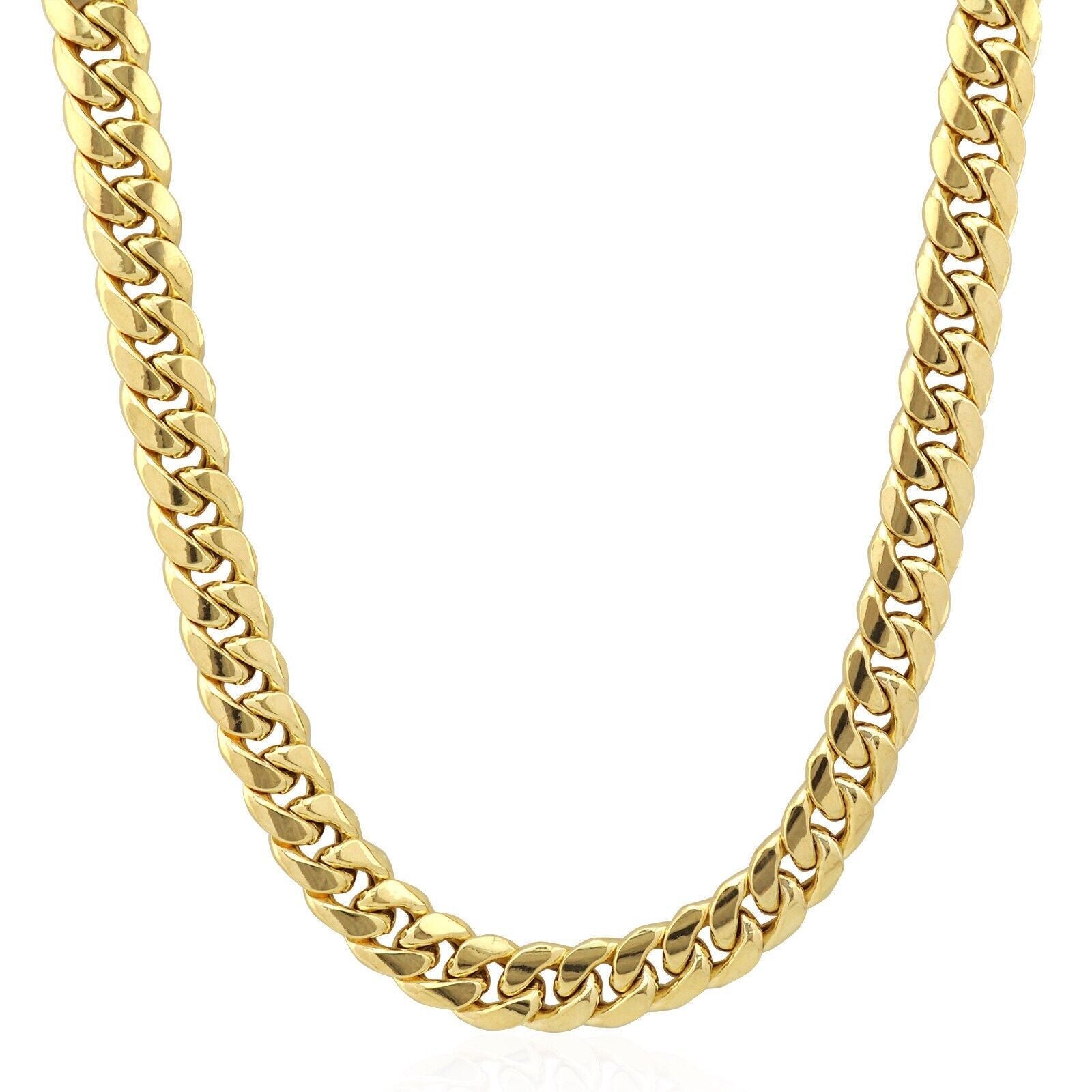 Real 14k Yellow Gold Chain 9mm 24 Inch Miami Cuban Link Necklace Strong 14KT - GoldenlinQ