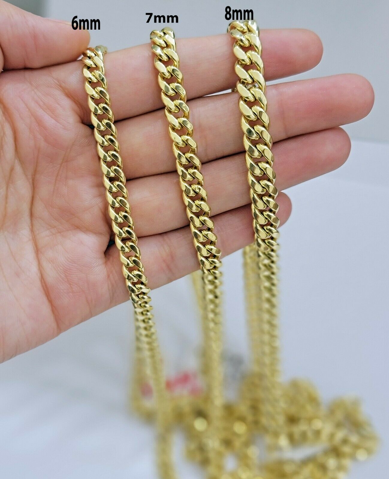 Real 14k Yellow Gold chain Miami Cuban Link Necklace 6mm - 9mm 8" - 30" Inch ,Strong - GoldenlinQ