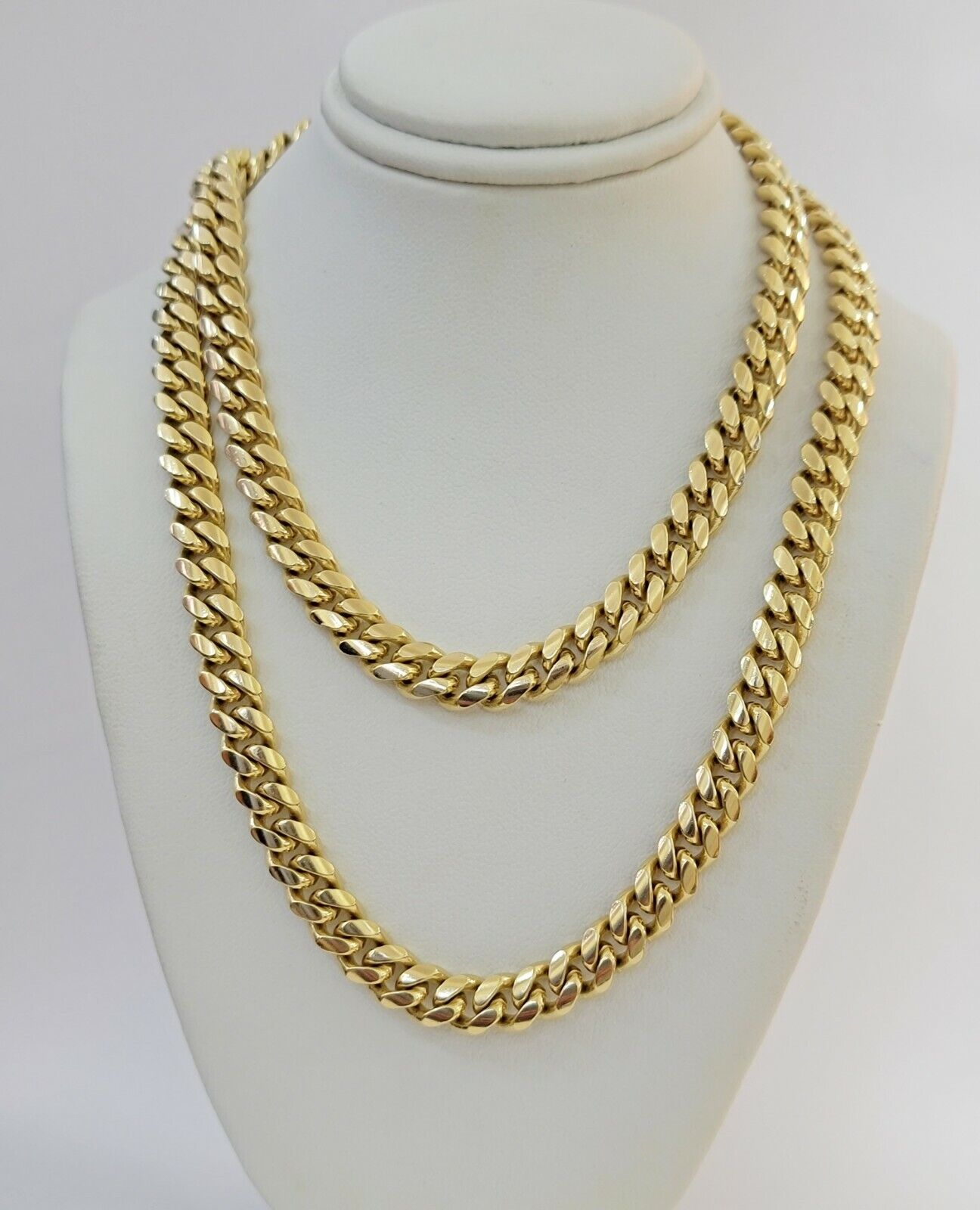 Real 14k Yellow Gold Chain Miami Cuban Link Necklace Men Solid 8mm 18 Inch Short - GoldenlinQ