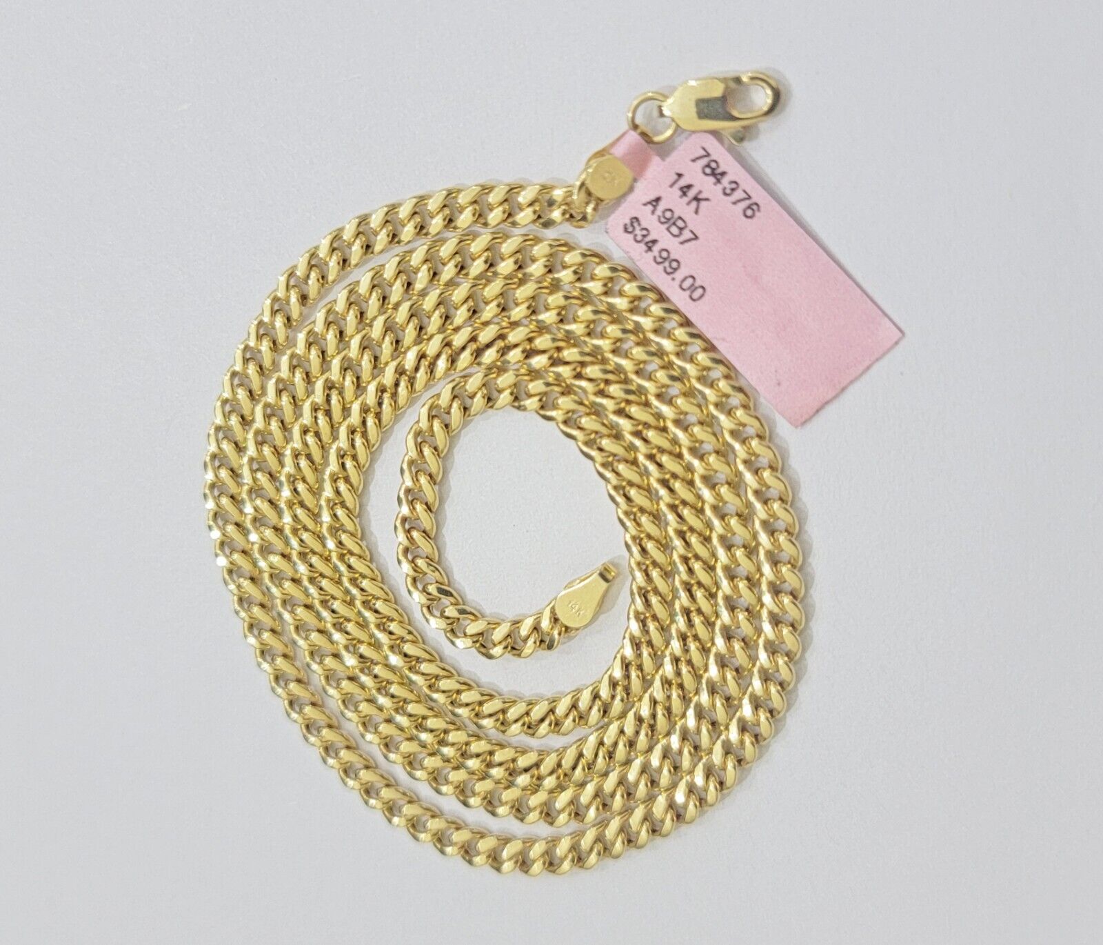 Real 14K Yellow Gold Chain Necklace Miami Cuban Link Chain 3.5mm 18" - 26'' Inch - GoldenlinQ