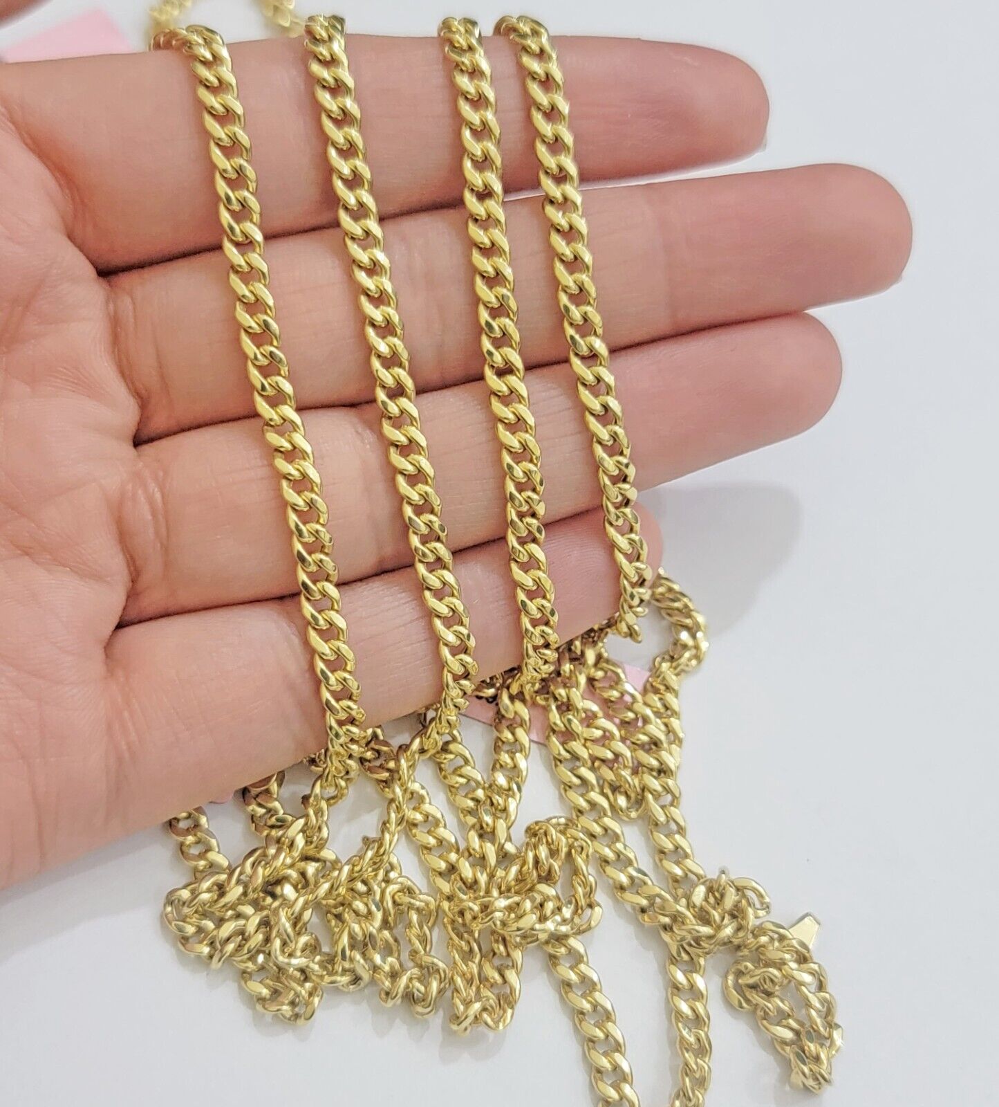 Real 14K Yellow Gold Chain Necklace Miami Cuban Link Chain 3.5mm 18" - 26'' Inch - GoldenlinQ