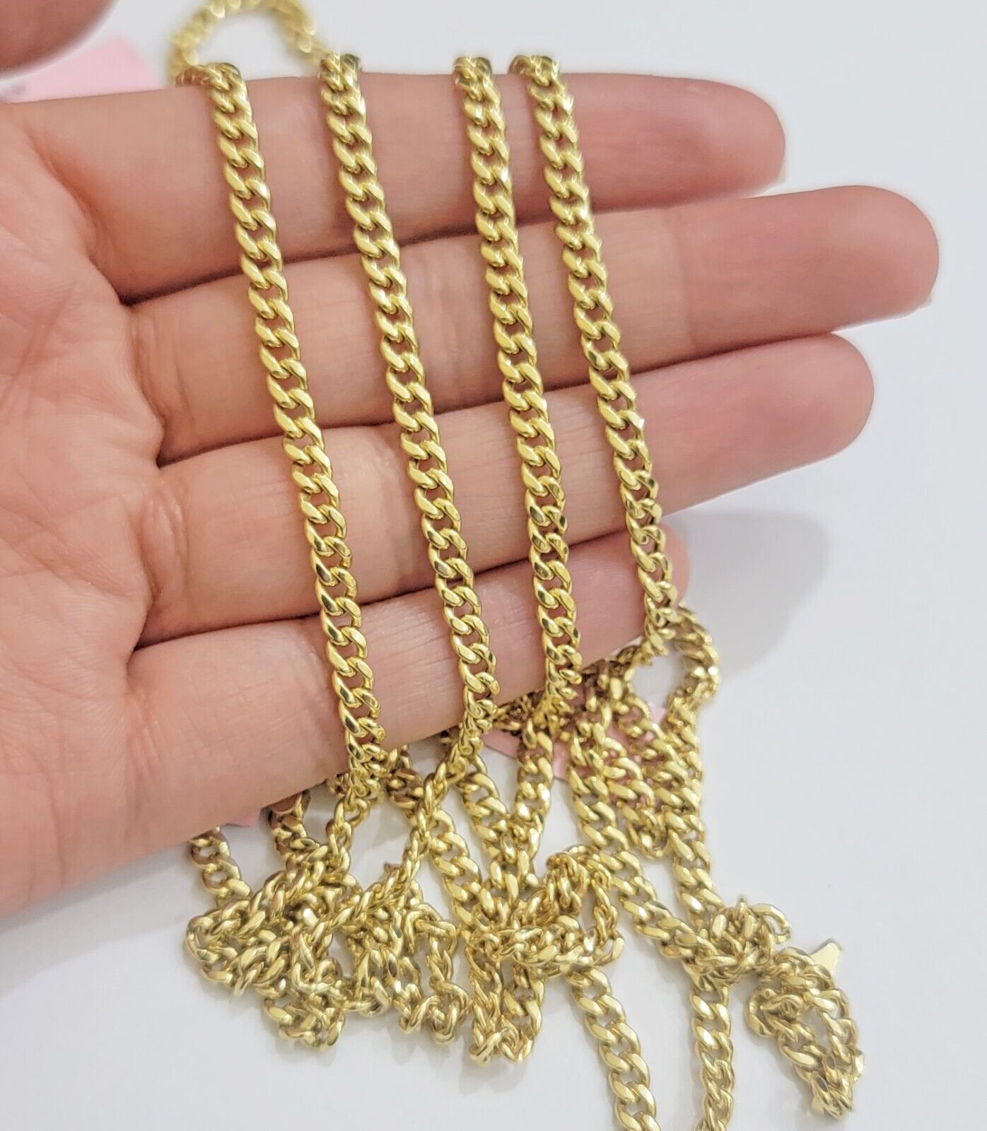 Real 14K Yellow Gold Chain Necklace Miami Cuban Link Chain 3.5mm 18" - 26'' Inch - GoldenlinQ