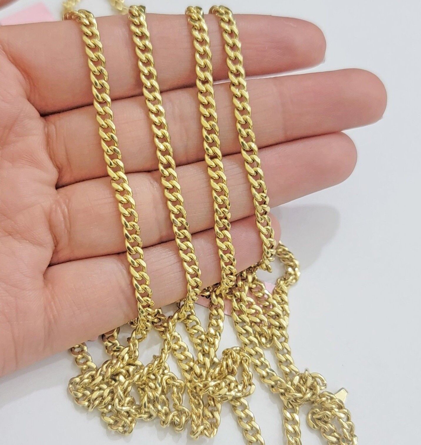 Real 14K Yellow Gold Chain Necklace Miami Cuban Link Chain 4.5mm 18" - 26'' Inch - GoldenlinQ
