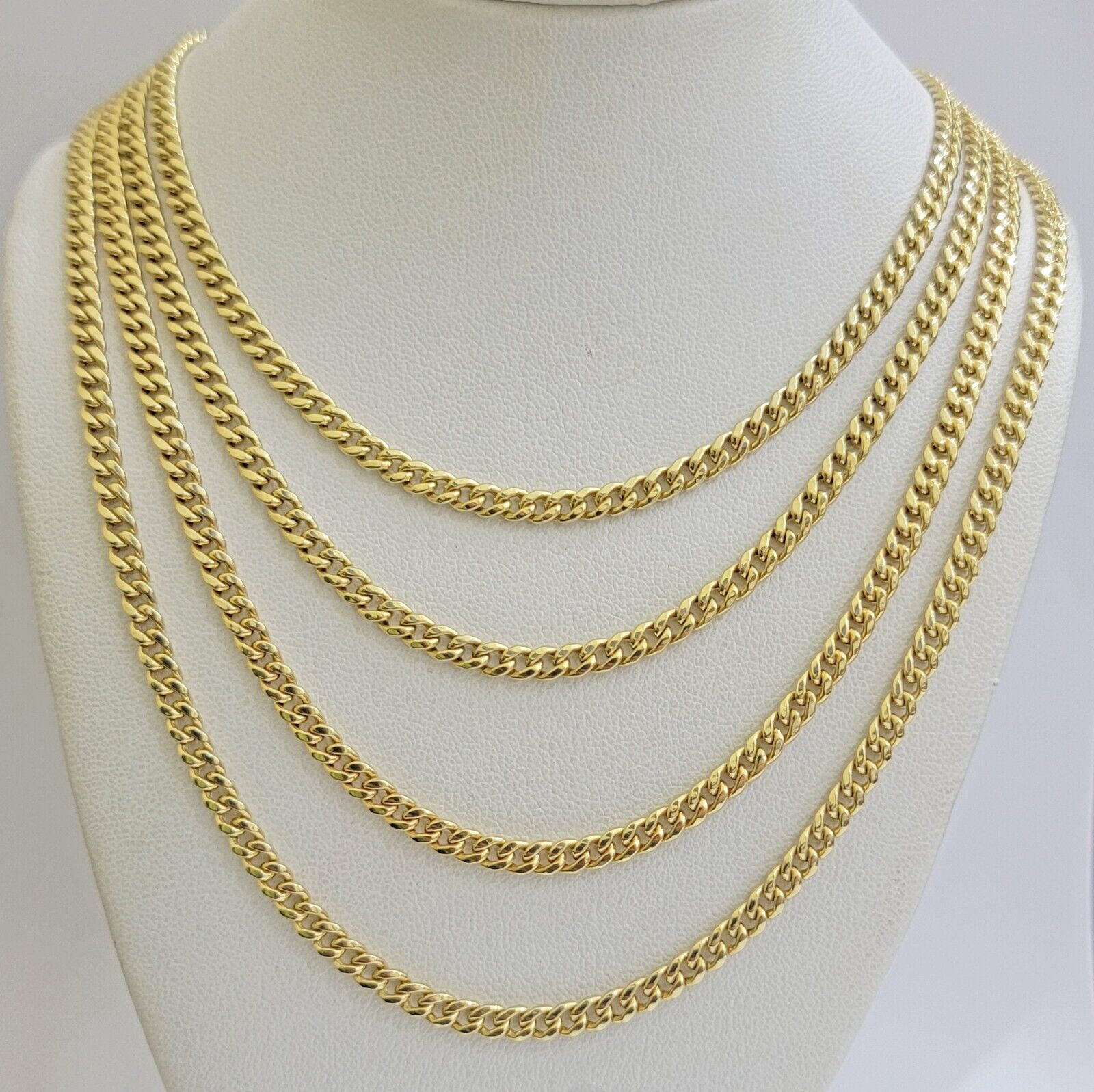 Real 14K Yellow Gold Chain Necklace Miami Cuban Link Chain 4.5mm 18" - 26'' Inch - GoldenlinQ