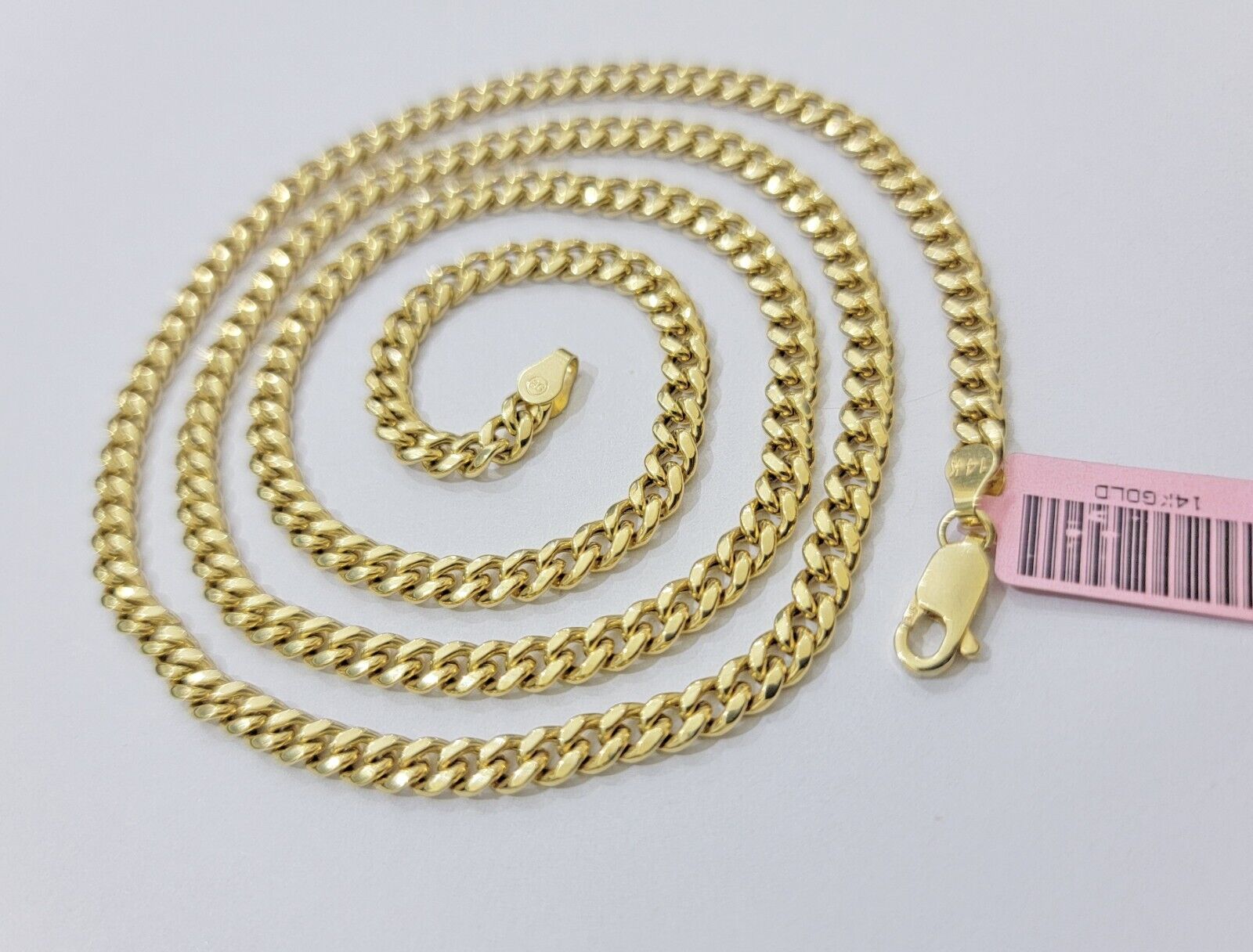 Real 14K Yellow Gold Chain Necklace Miami Cuban Link Chain 4.5mm 18" - 26'' Inch - GoldenlinQ
