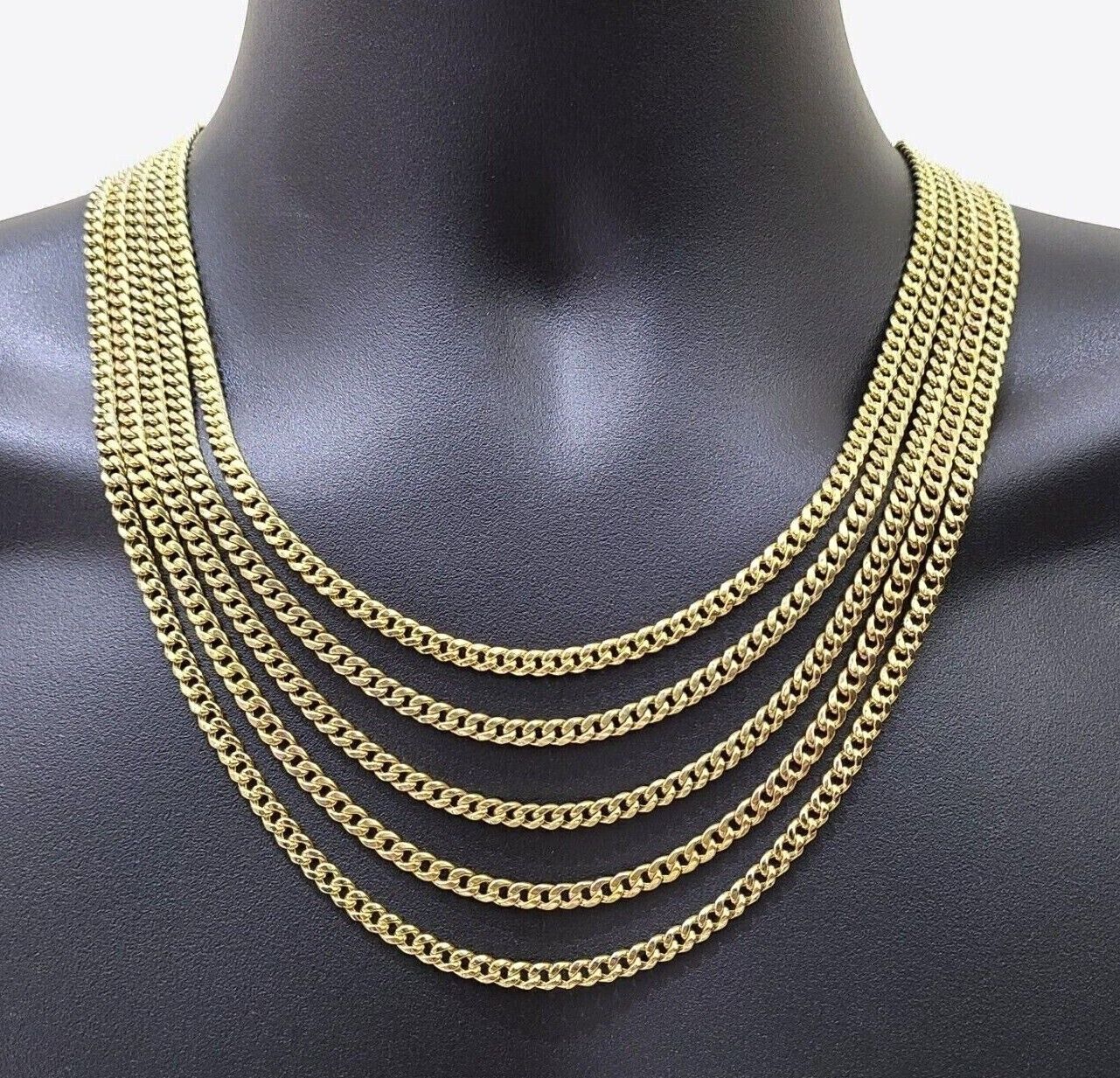Real 14K Yellow Gold Chain Necklace Miami Cuban Link Chain 4.5mm 18" - 26'' Inch - GoldenlinQ