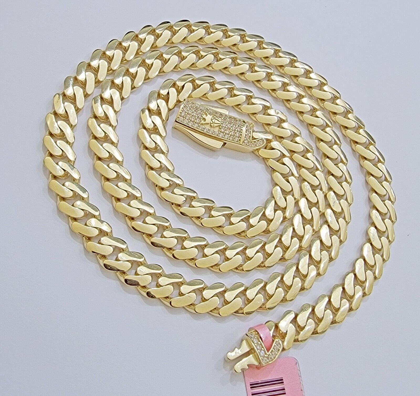 Real 14K Yellow Gold Chain Necklace Royal Monaco Cuban Link 7mm 20" - 24" ,Hollow - GoldenlinQ