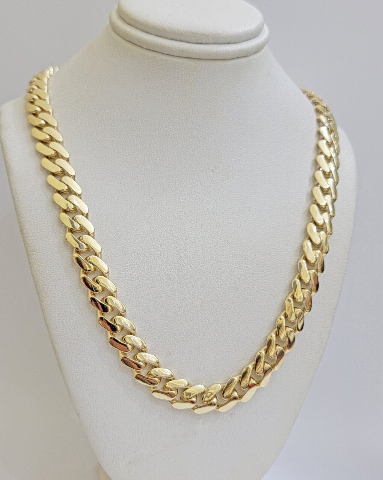 Real 14K Yellow Gold Chain Necklace Royal Monaco Cuban Link 9mm 20" - 26" Hollow - GoldenlinQ