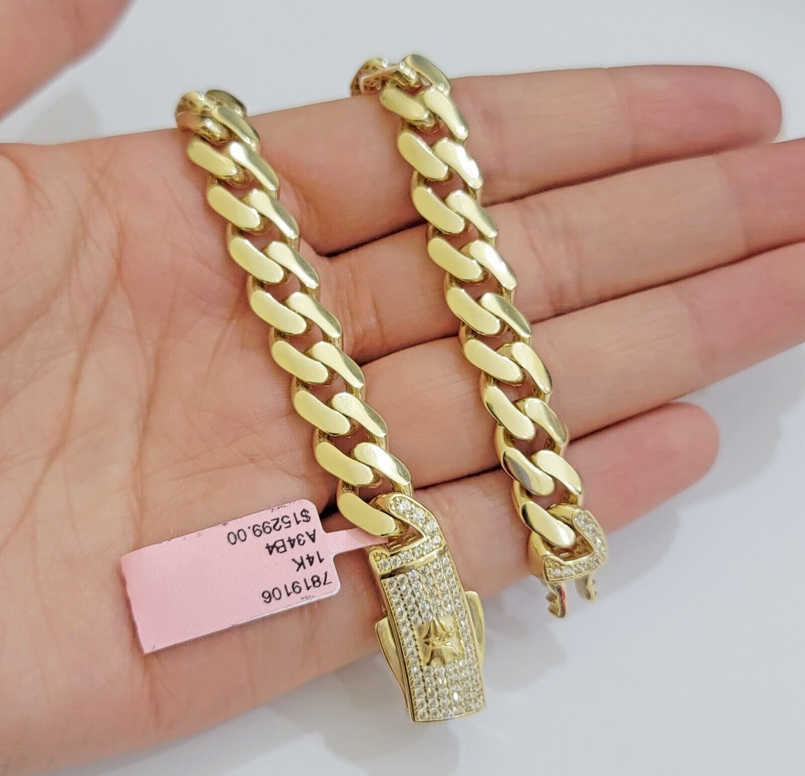 Real 14K Yellow Gold Chain Necklace Royal Monaco Cuban Link 9mm 20" - 26" Hollow - GoldenlinQ