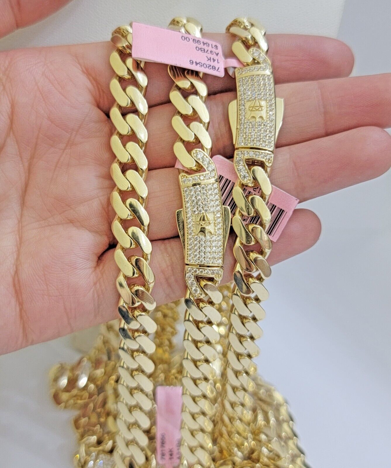 Real 14K Yellow Gold Chain Necklace Royal Monaco Cuban Link 9mm 20" - 26" Hollow - GoldenlinQ