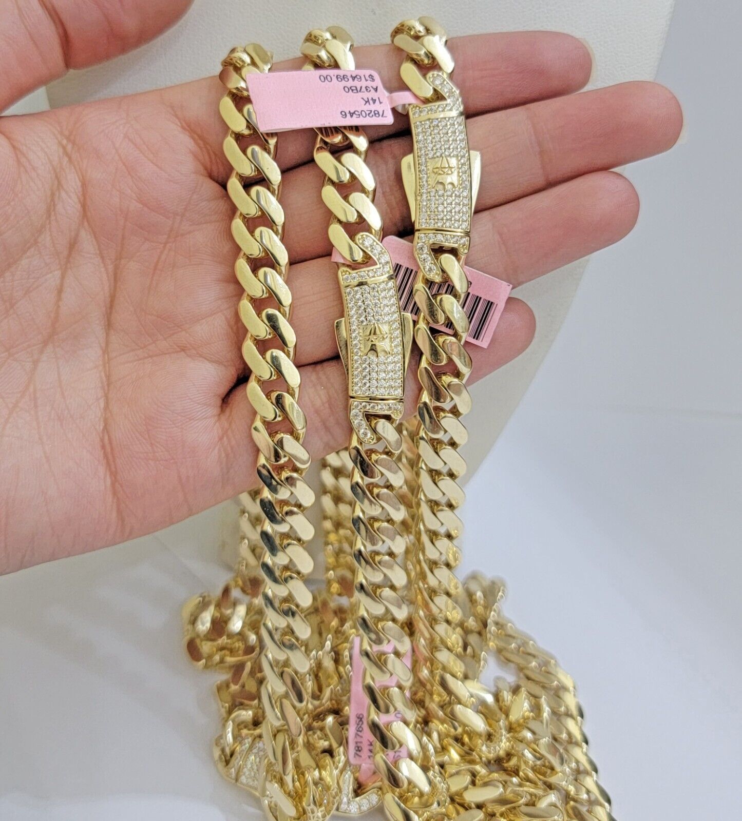 Real 14K Yellow Gold Chain Necklace Royal Monaco Cuban Link 9mm 20" - 26" Hollow - GoldenlinQ