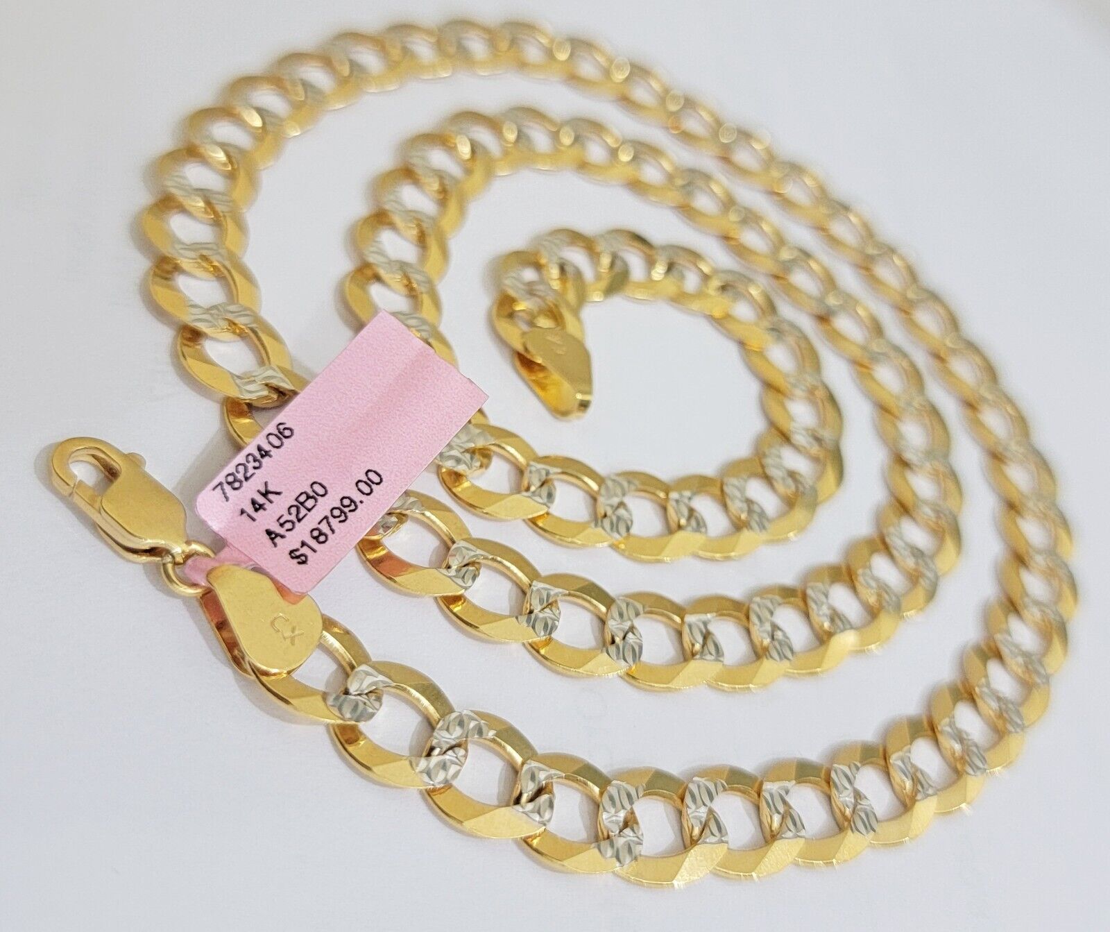 Real 14k Yellow Gold Chain Necklace Two - tone Cuban Curb Link 9.5mm 28 inch SOLID - GoldenlinQ