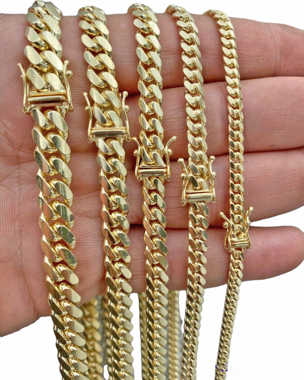 Real 14k Yellow Gold Chain Solid Miami Cuban Link Chain Necklace 18" - 30" 5mm - 9mm - GoldenlinQ