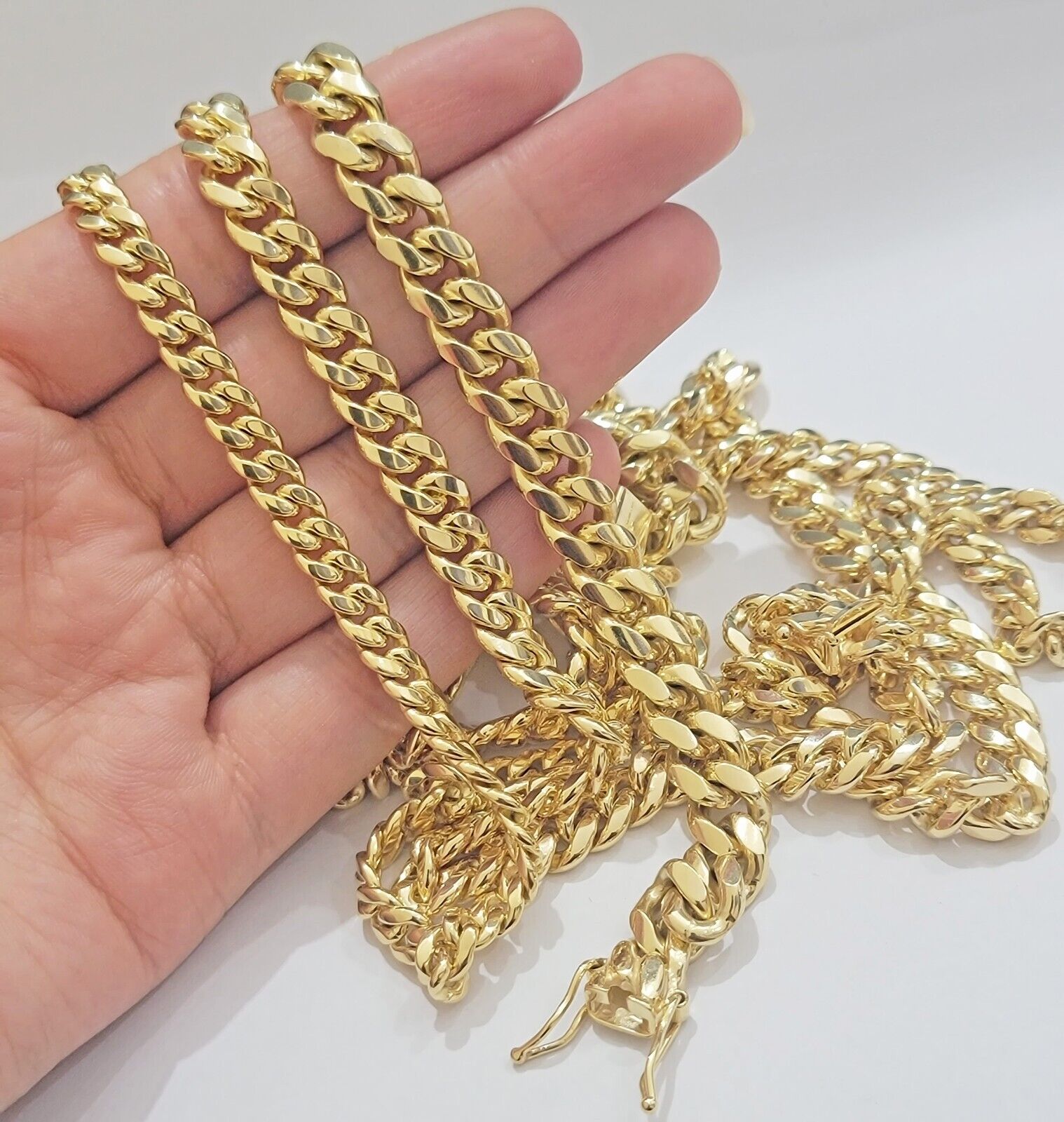 Real 14k Yellow Gold Chain Solid Miami Cuban Link Chain Necklace 18" - 30" 5mm - 9mm - GoldenlinQ
