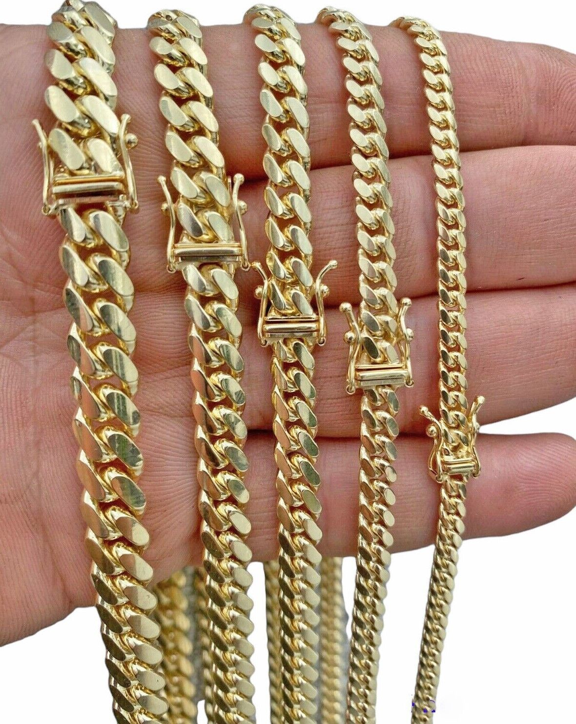 Real 14k Yellow Gold Chain Solid Miami Cuban Link Chain Necklace 18" - 30" 5mm - 9mm - GoldenlinQ