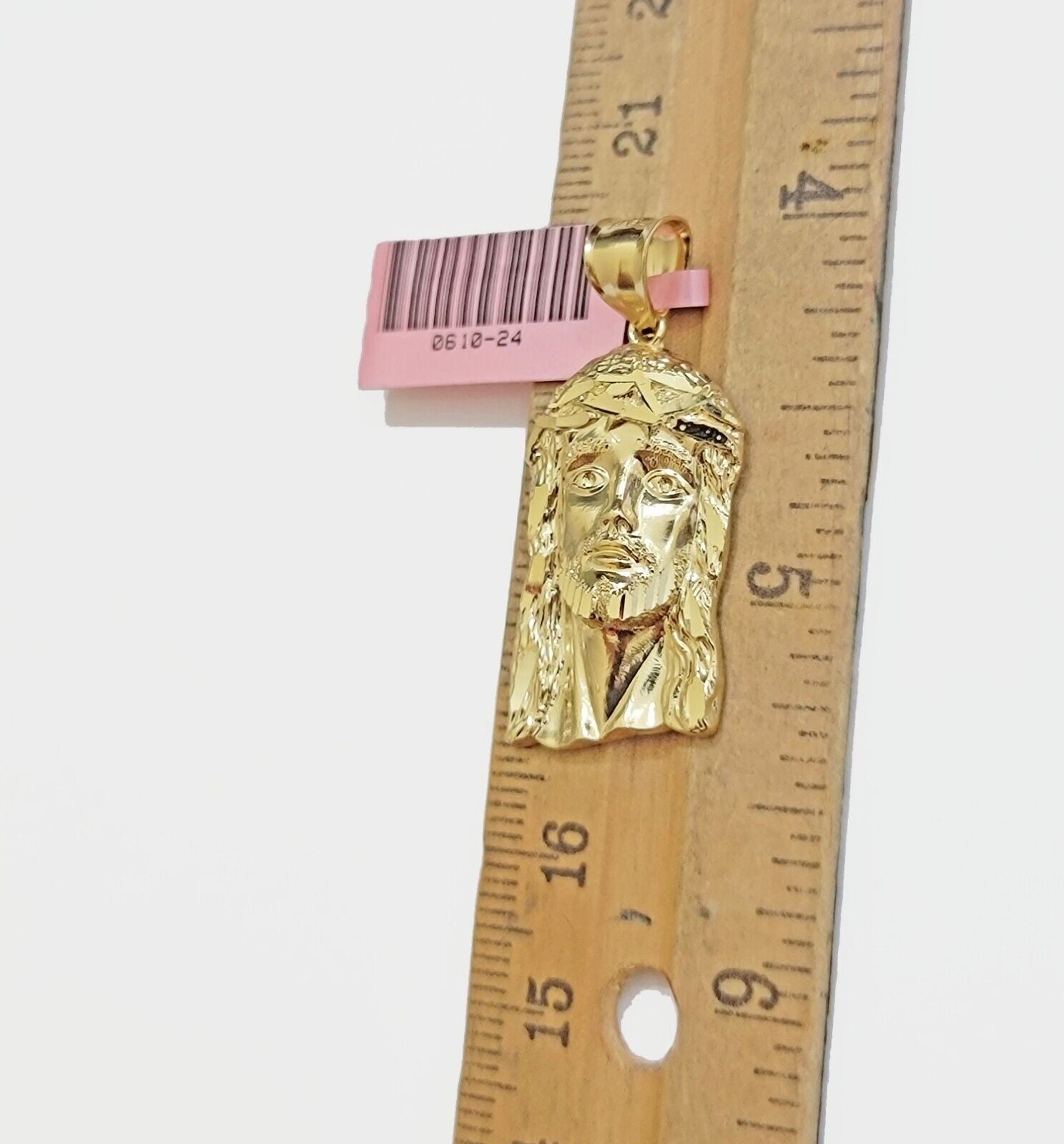Real 14k Yellow Gold Charm Pendant Jesus Head 14 KT For Men Women, Diamond Cuts - GoldenlinQ