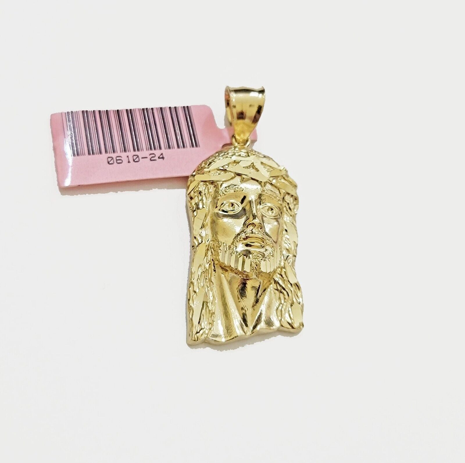 Real 14k Yellow Gold Charm Pendant Jesus Head 14 KT For Men Women, Diamond Cuts - GoldenlinQ
