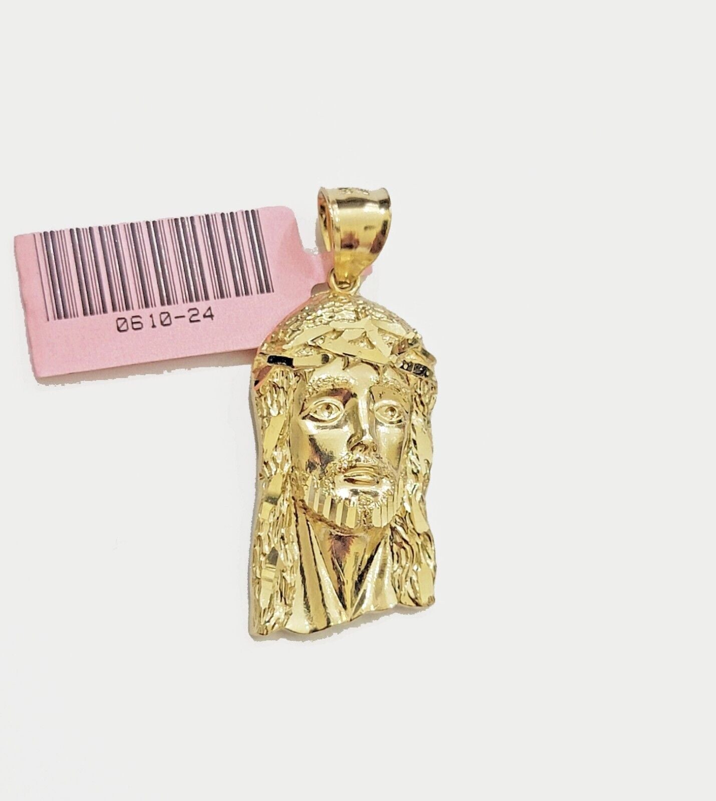 Real 14k Yellow Gold Charm Pendant Jesus Head 14 KT For Men Women, Diamond Cuts - GoldenlinQ