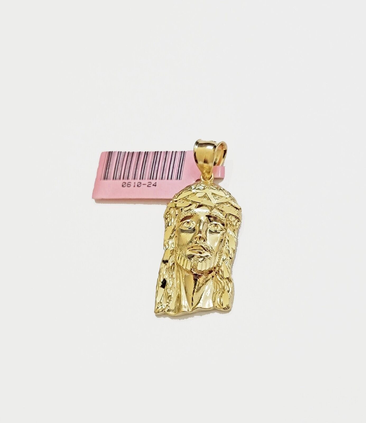 Real 14k Yellow Gold Charm Pendant Jesus Head 14 KT For Men Women, Diamond Cuts - GoldenlinQ