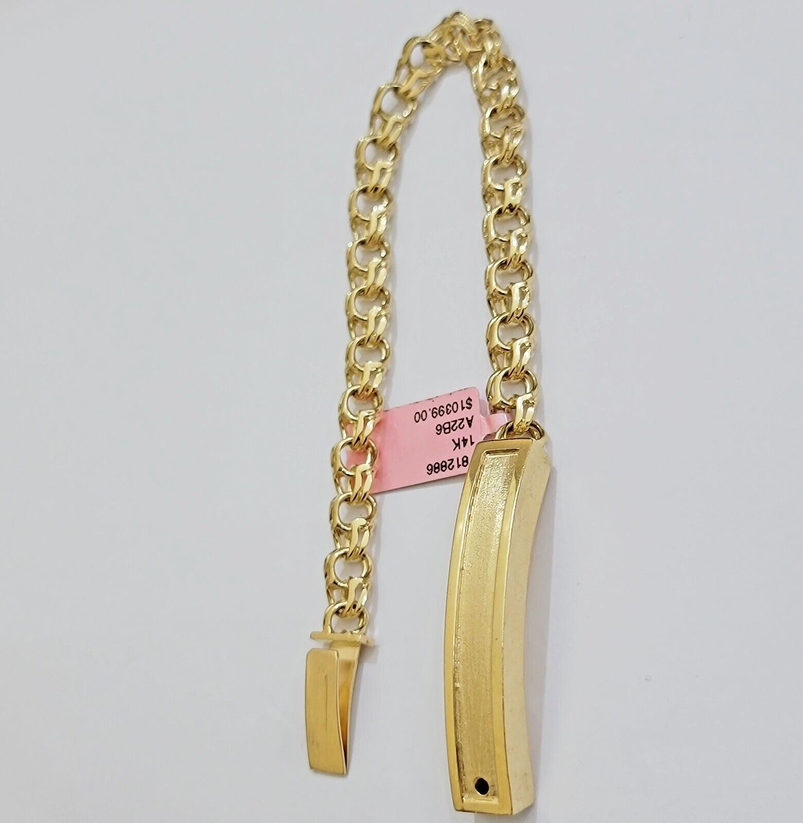 Real 14k Yellow Gold Chino Bracelet 8 Inch 7mm Men's Name Plate ID Link Solid - GoldenlinQ