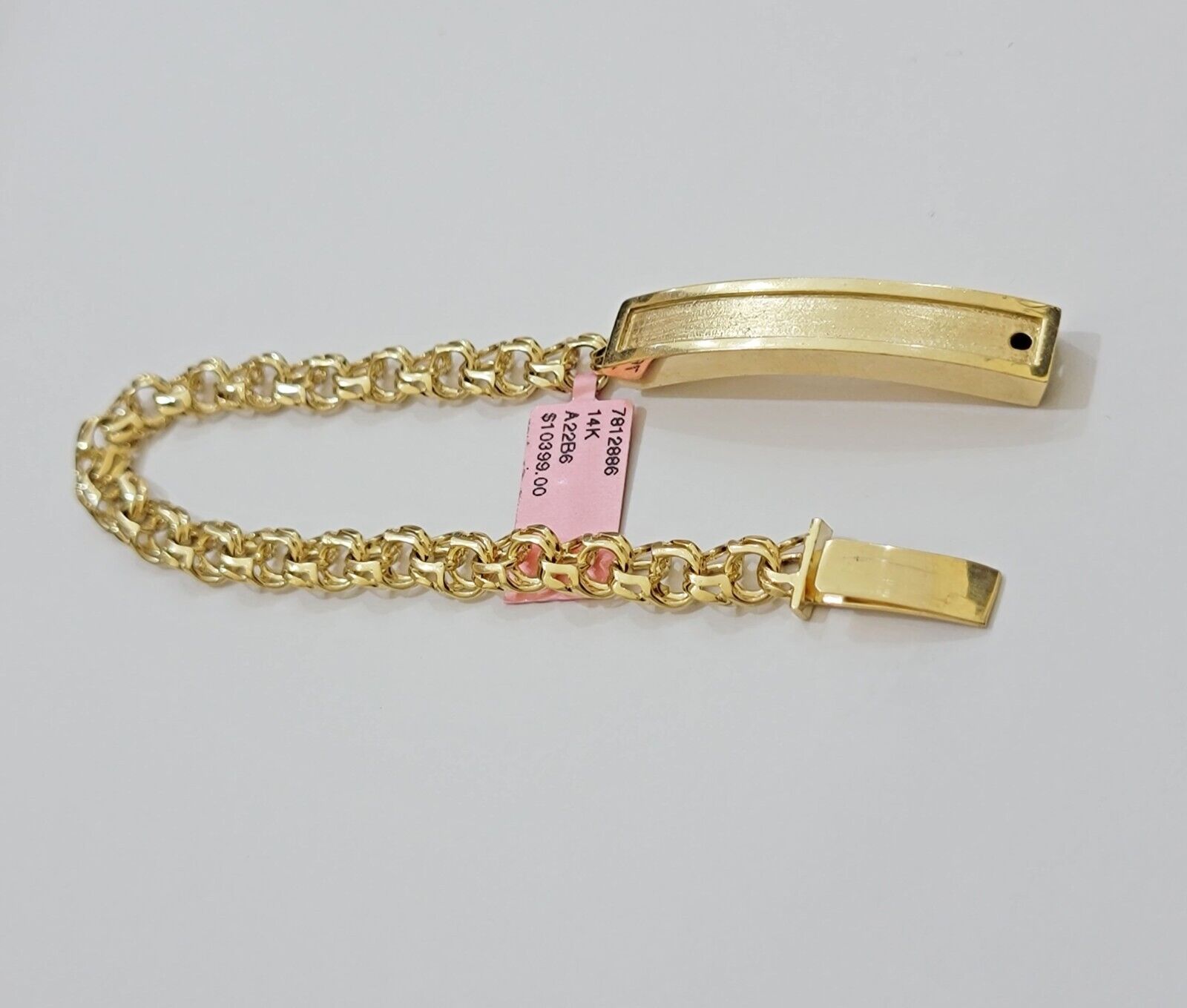 Real 14k Yellow Gold Chino Bracelet 8 Inch 7mm Men's Name Plate ID Link Solid - GoldenlinQ