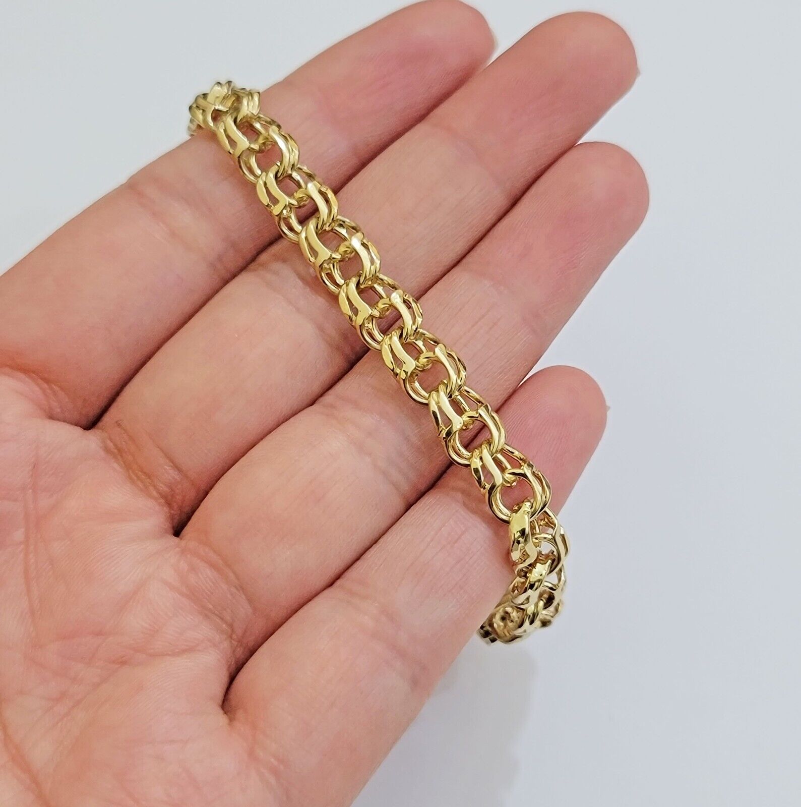 Real 14k Yellow Gold Chino Bracelet 8 Inch 7mm Men's Name Plate ID Link Solid - GoldenlinQ