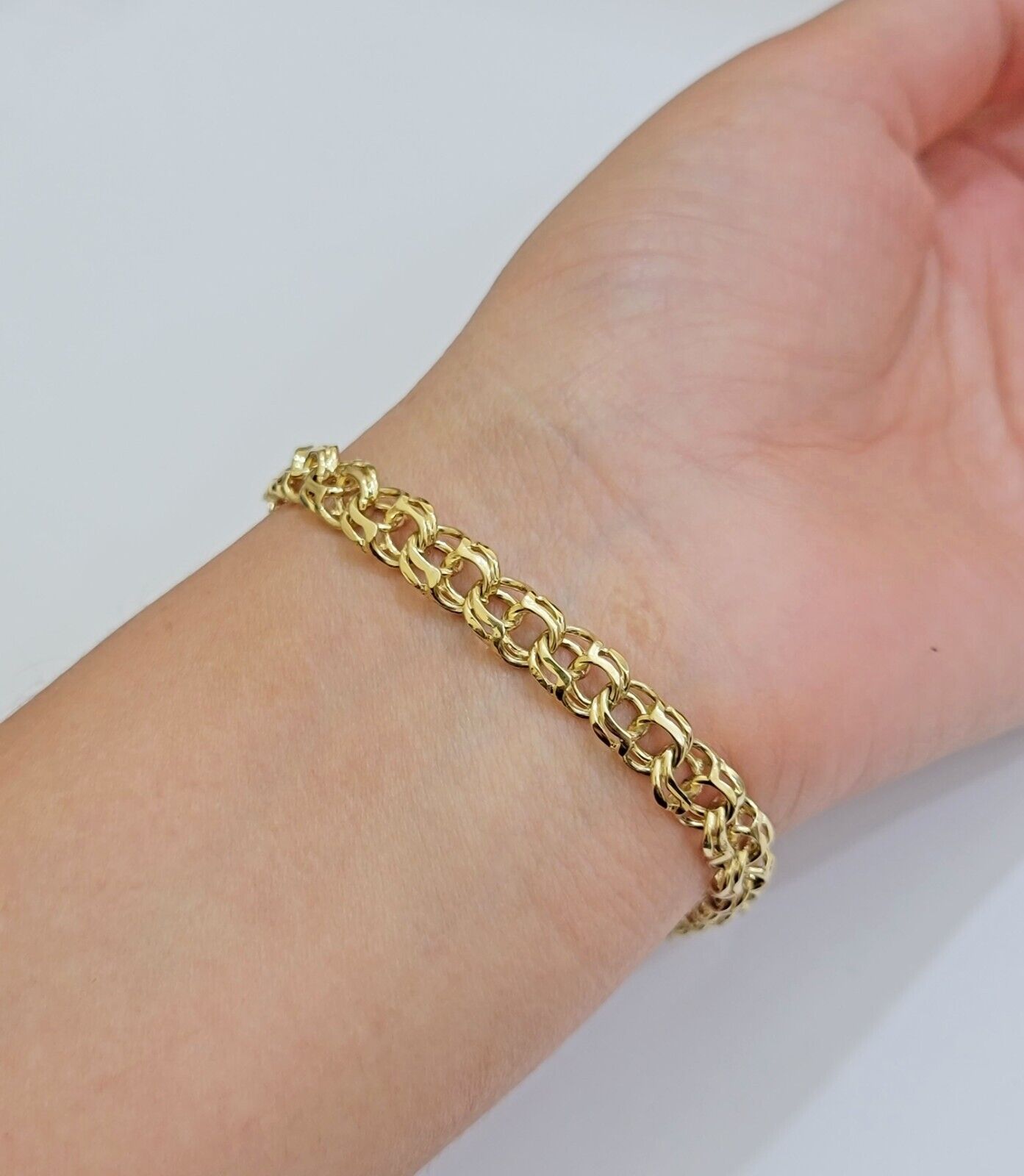 Real 14k Yellow Gold Chino Bracelet 8 Inch 7mm Men's Name Plate ID Link Solid - GoldenlinQ