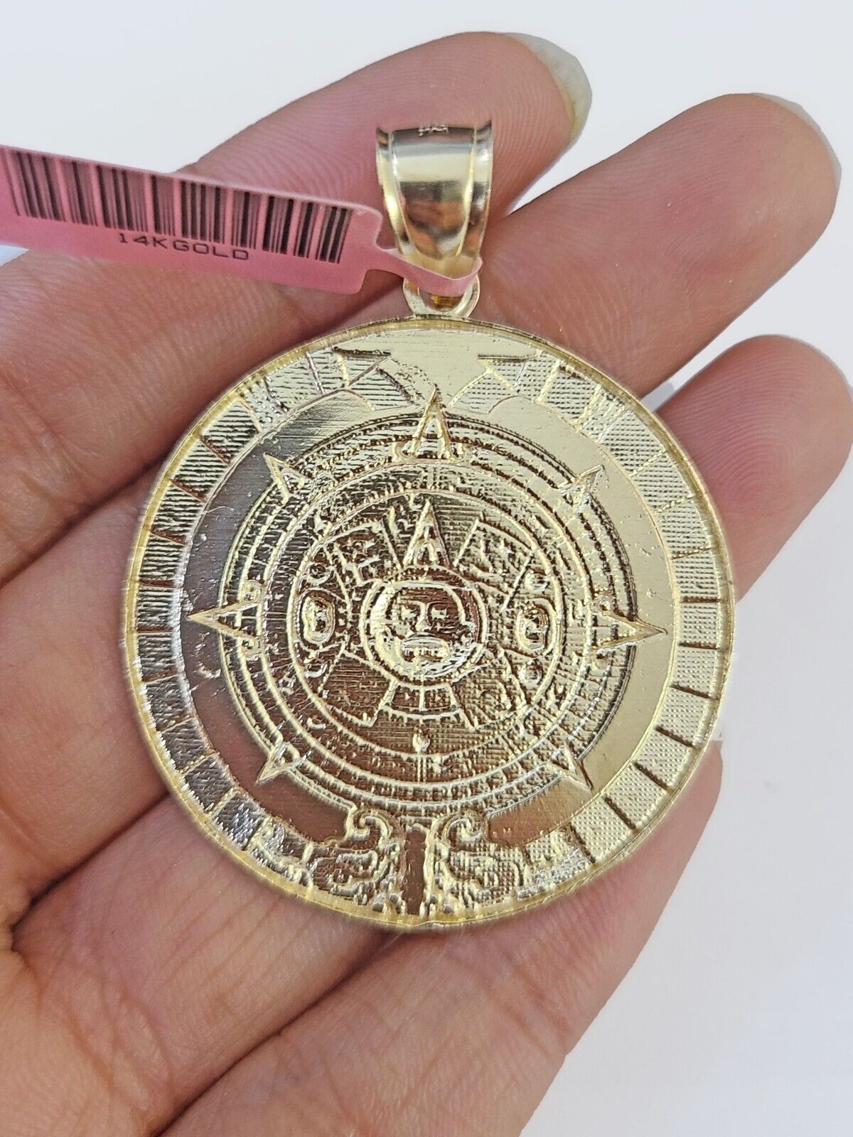 Real 14k Yellow Gold Circular Mayan Calendar / Pendant Charm 14kt - GoldenlinQ