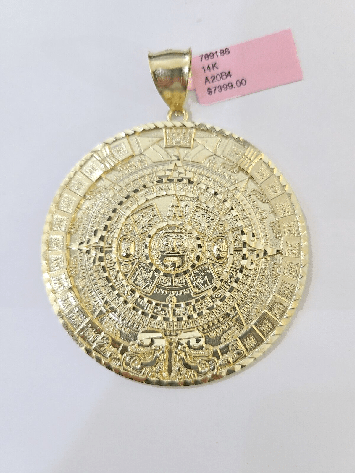 Real 14k Yellow Gold Circular Mayan Calendar / Pendant Charm 2.5 inches 14kt - GoldenlinQ