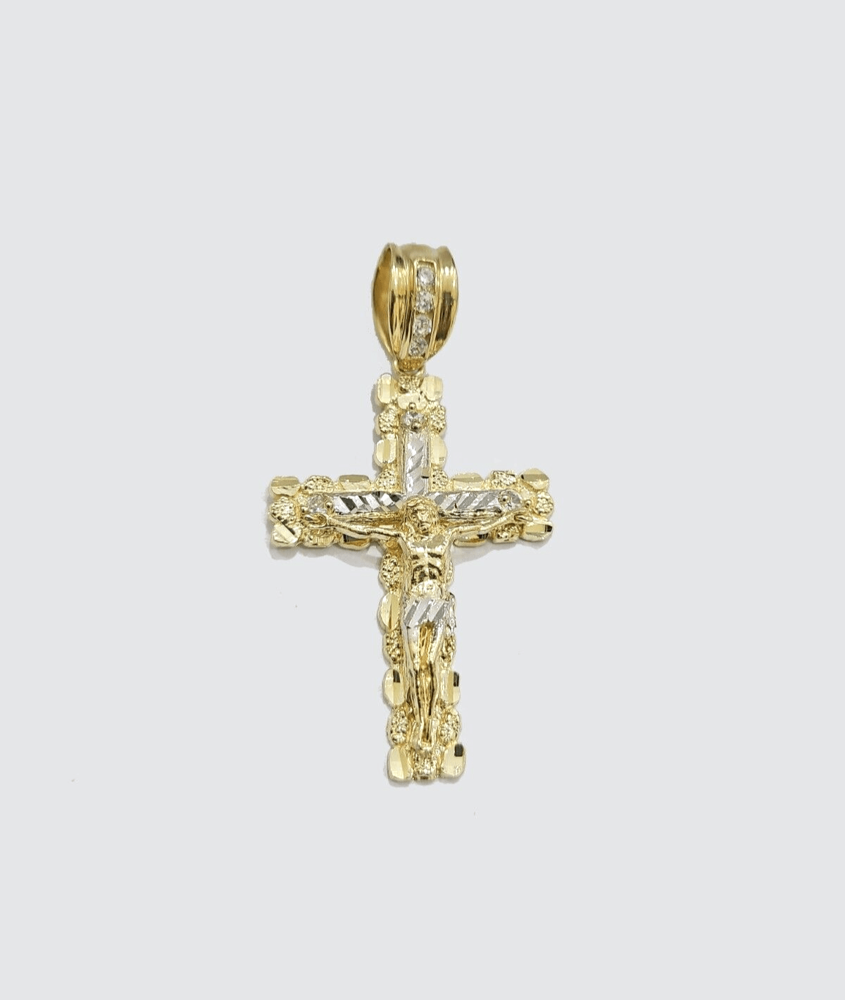 Real 14k Yellow Gold Cross Charm Rope Chain 4mm 18'' Necklace Pendant 14kt Jesus - GoldenlinQ