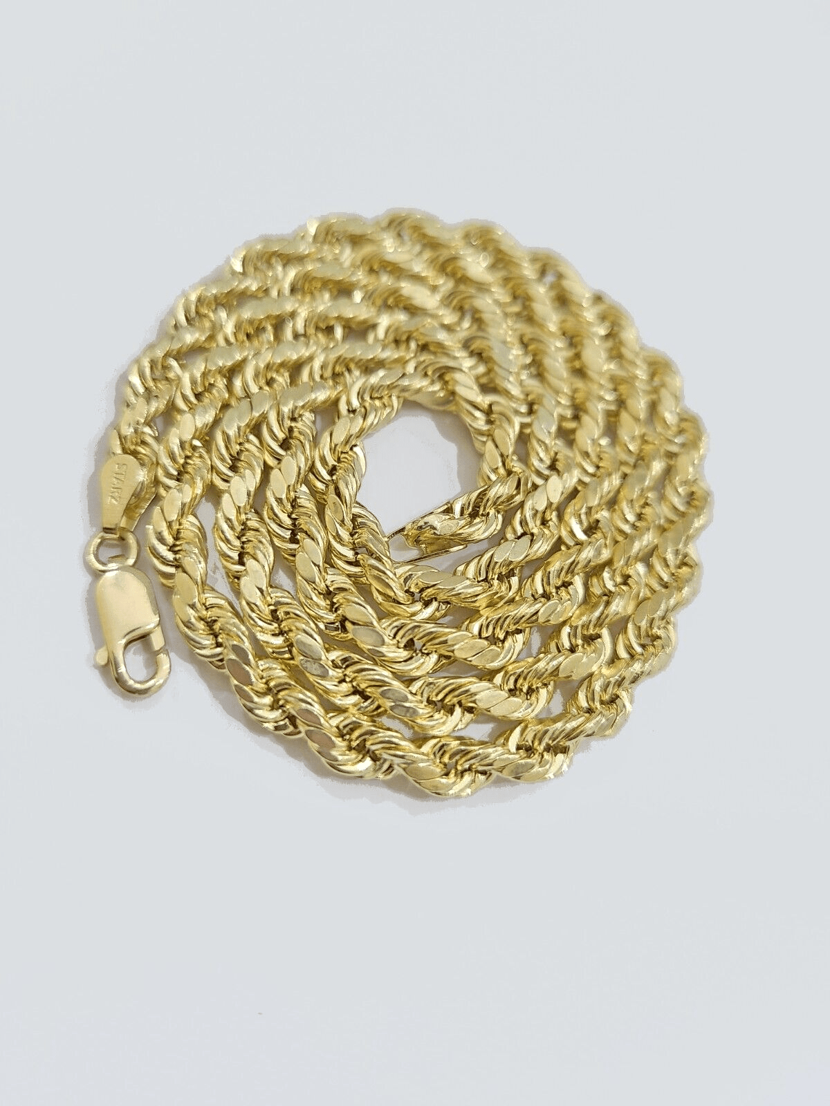 Real 14k Yellow Gold Cross Charm Rope Chain 4mm 20'' Necklace Pendant 14kt Jesus - GoldenlinQ