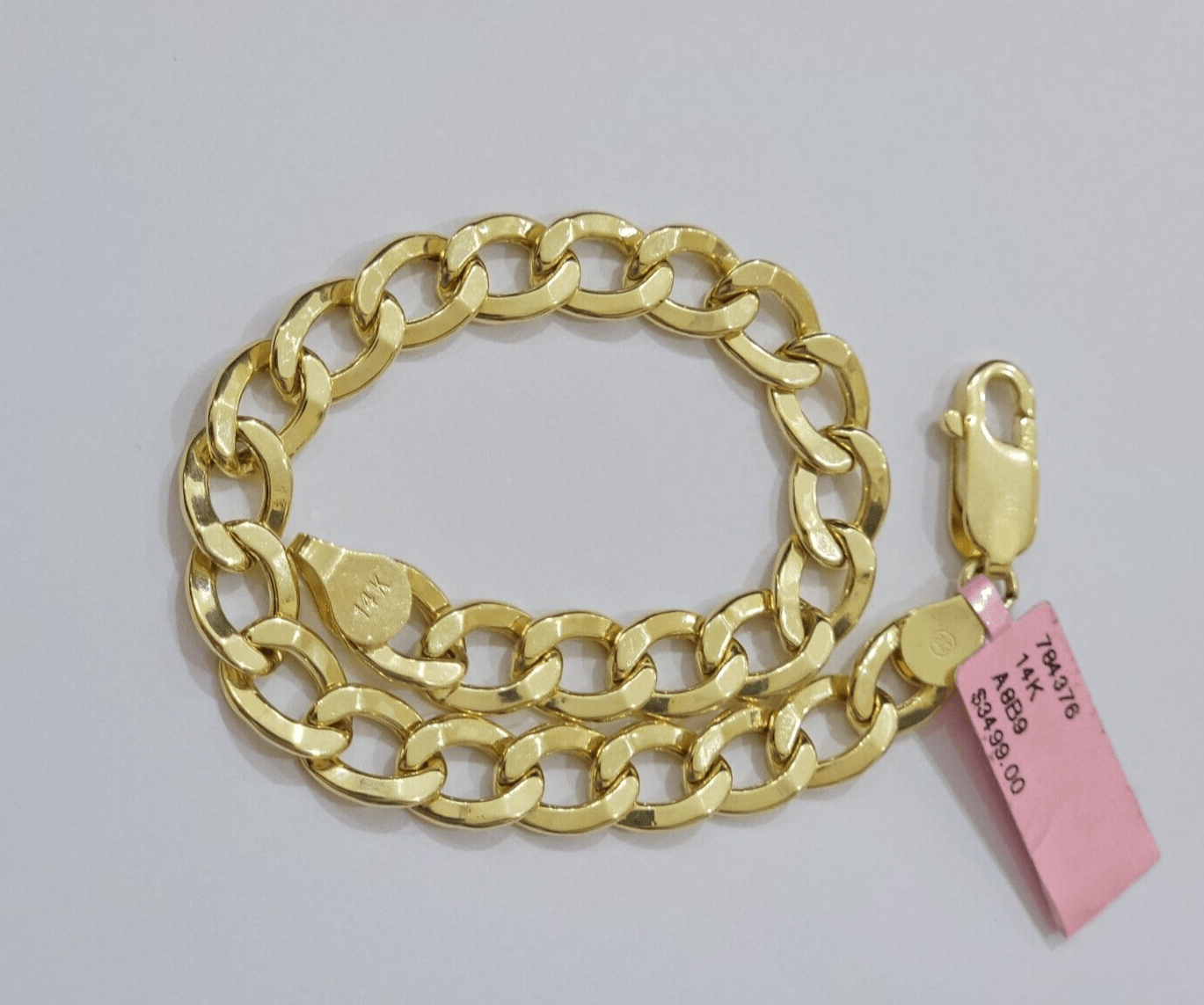 Real 14k Yellow Gold Cuban Curb Bracelet 8mm 8 Inch Lobster Clasp 14 KT New SALE - GoldenlinQ