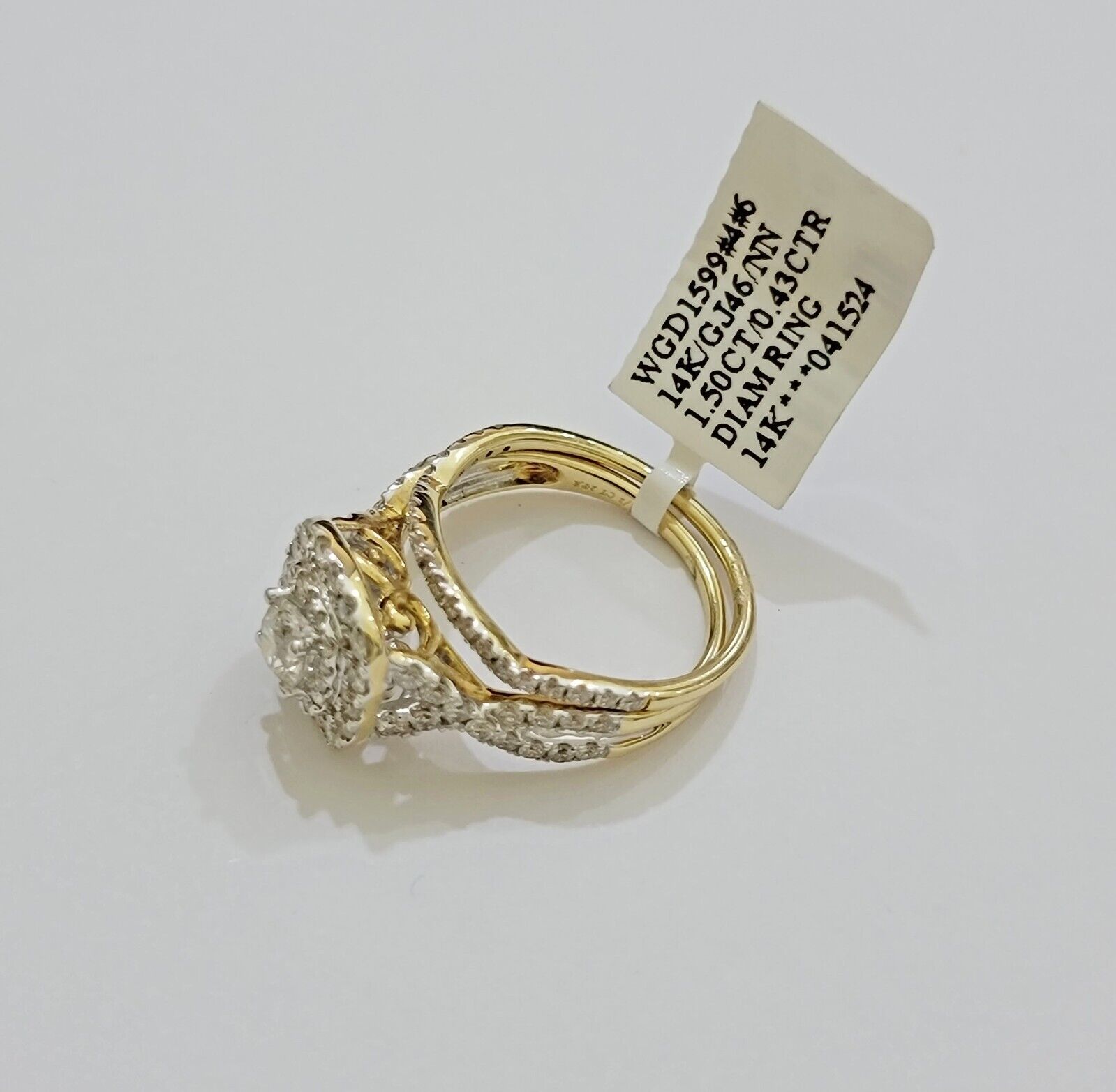 Real 14k Yellow Gold Diamond 1.5CT Ring band SET Ladies Women Engagement Wedding - GoldenlinQ