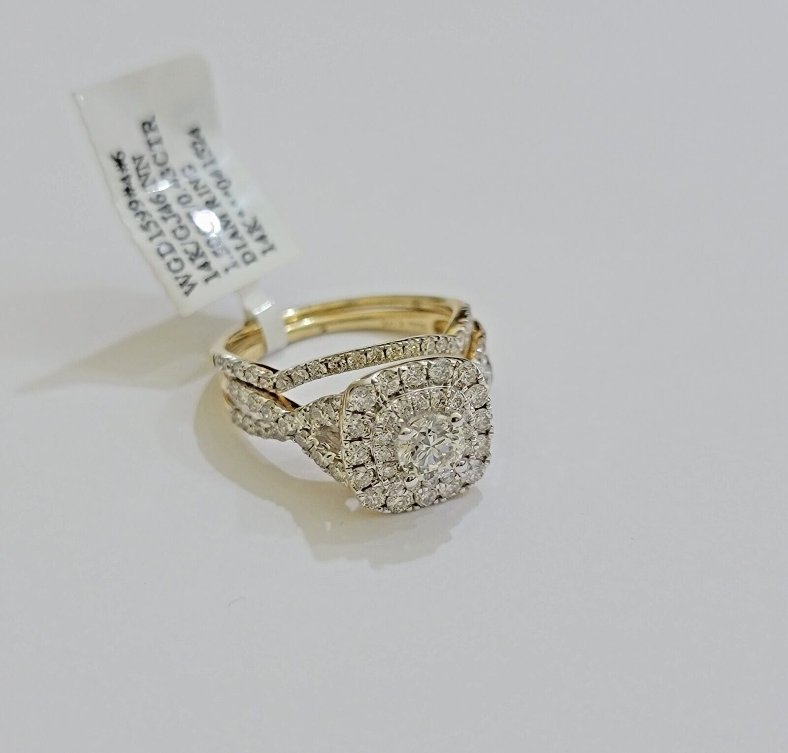 Real 14k Yellow Gold Diamond 1.5CT Ring band SET Ladies Women Engagement Wedding - GoldenlinQ