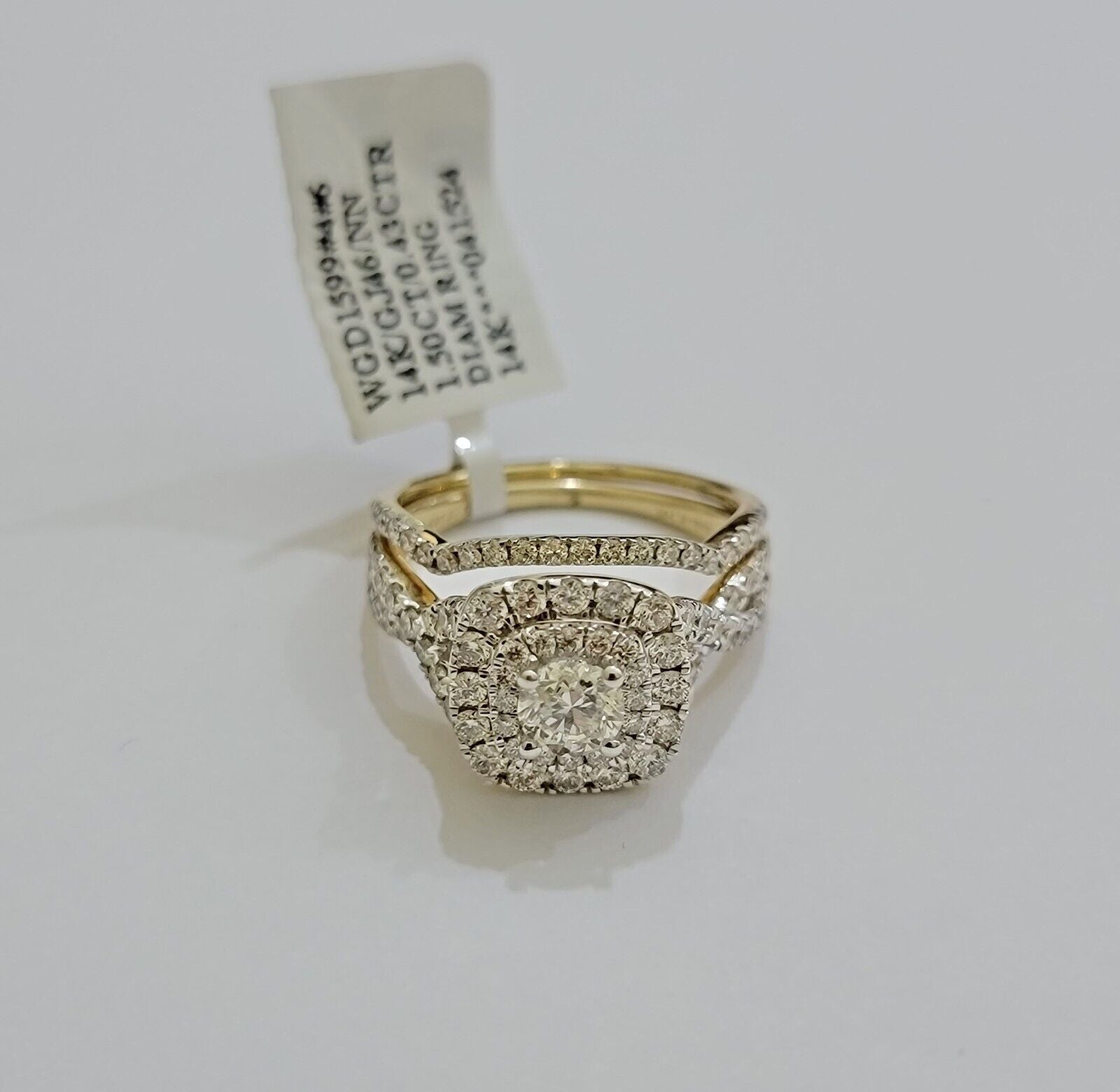 Real 14k Yellow Gold Diamond 1.5CT Ring band SET Ladies Women Engagement Wedding - GoldenlinQ