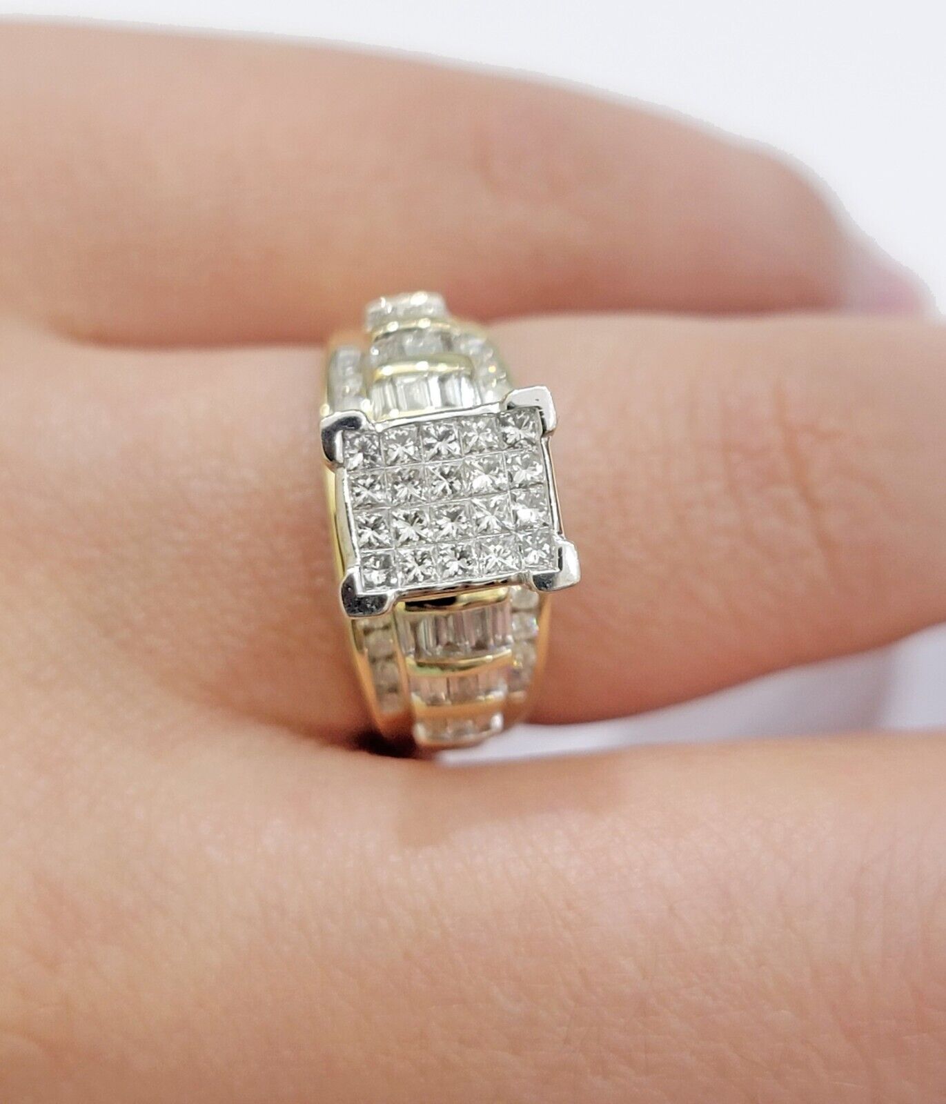 Real 14k Yellow Gold Diamond Ring 1 CT Diamond Ladies Women Band, VALENTINE SALE - GoldenlinQ