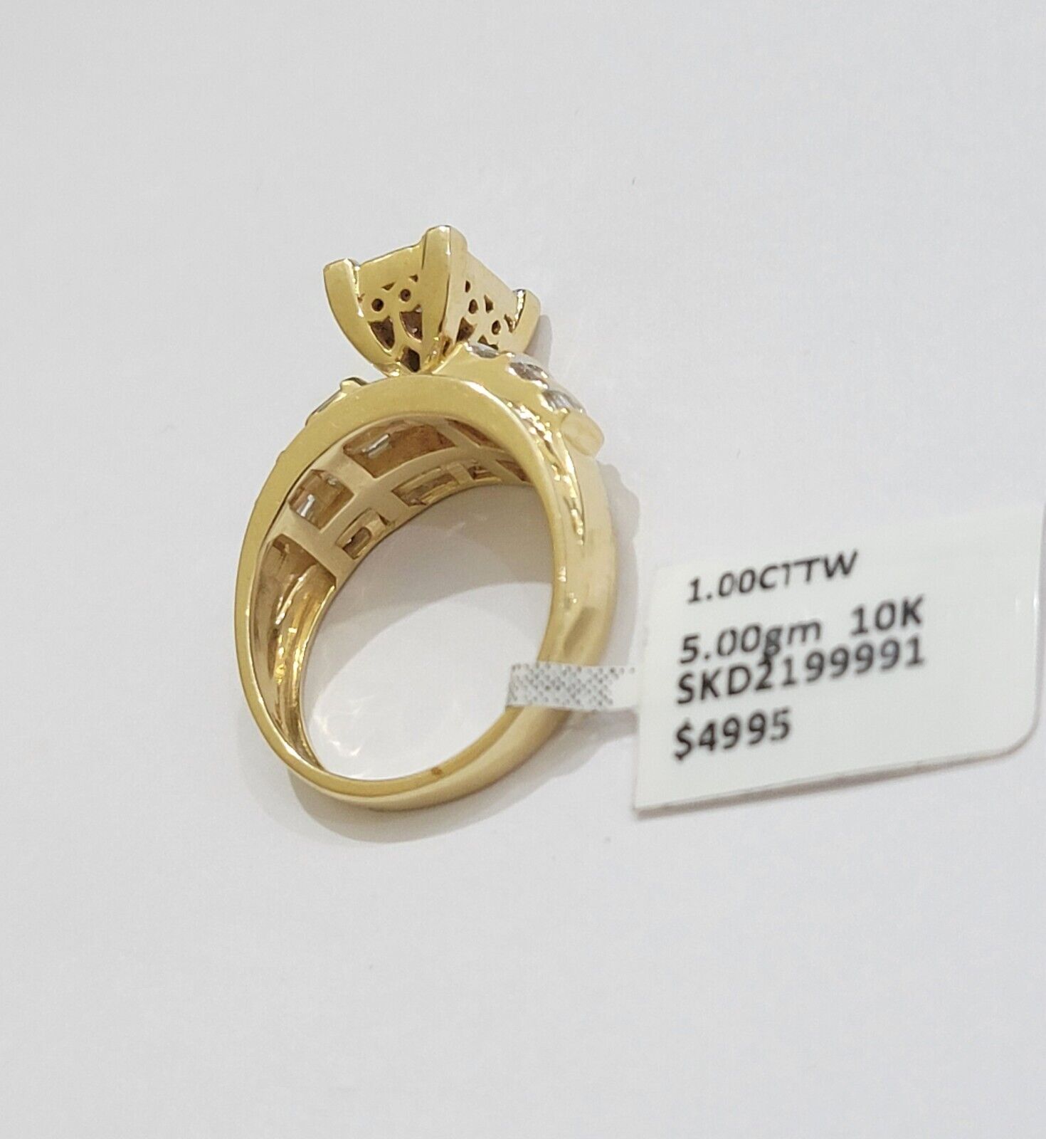 Real 14k Yellow Gold Diamond Ring 1 CT Diamond Ladies Women Band, VALENTINE SALE - GoldenlinQ