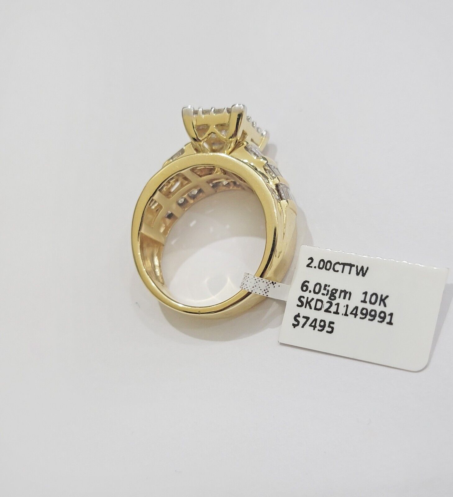 Real 14k Yellow Gold Diamond Ring 2CT Ladies Women Band Wedding Engagement, SZ 7 - GoldenlinQ